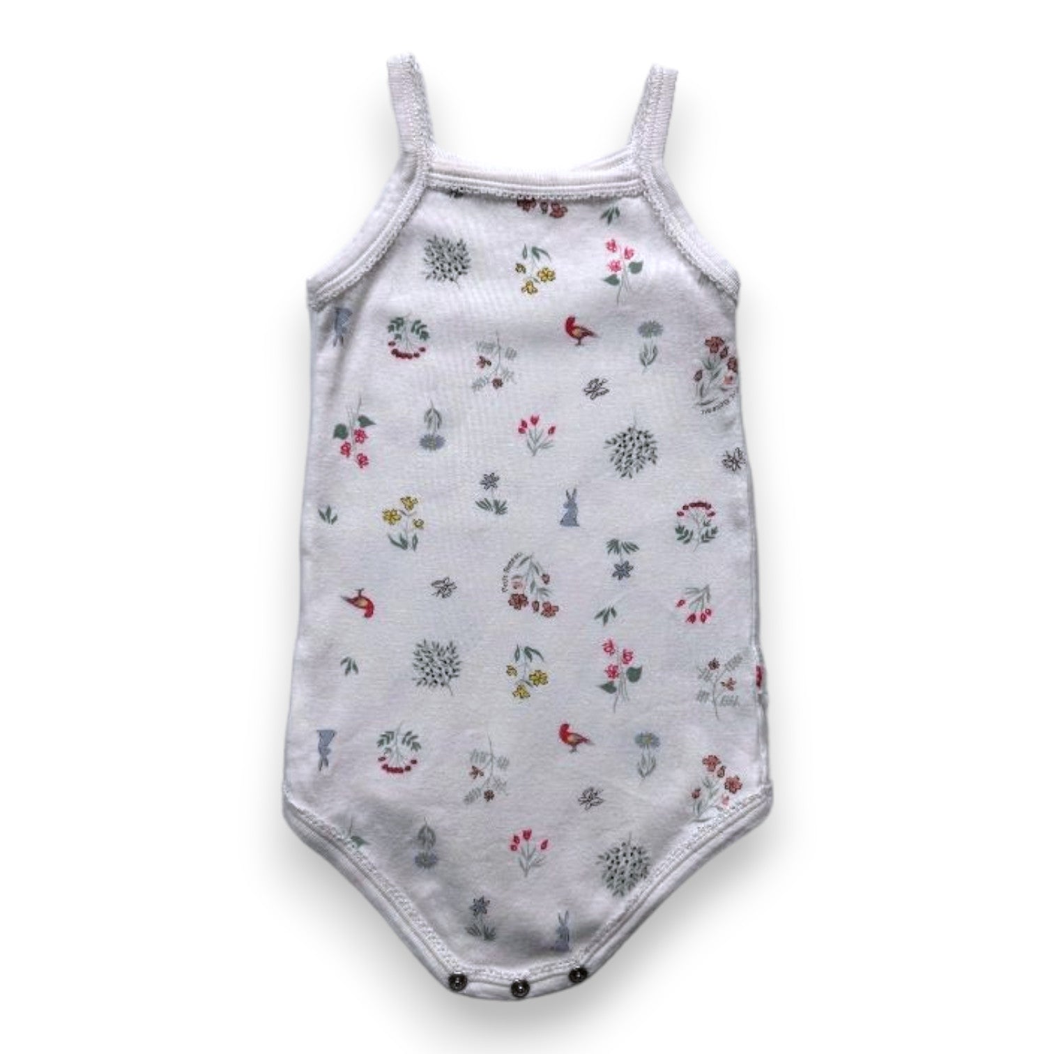 PETIT BOAT - White floral bodysuit - 18 months