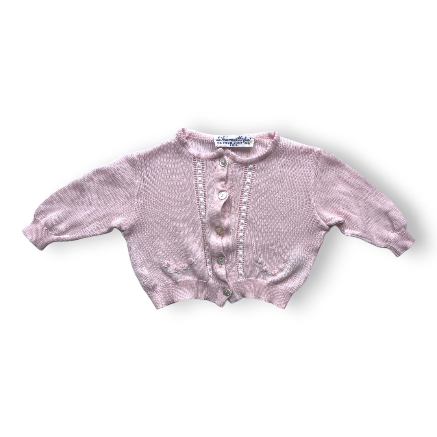 WOMAN AND CHILD - Embroidered pink cardigan - 1 month