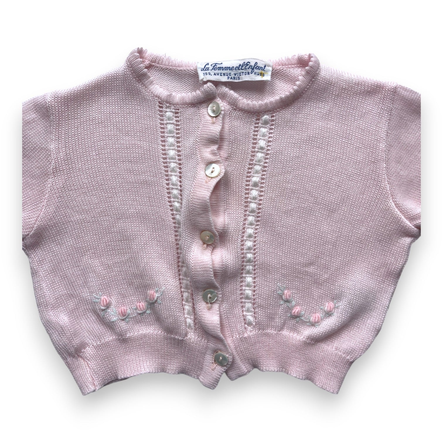 WOMAN AND CHILD - Embroidered pink cardigan - 1 month