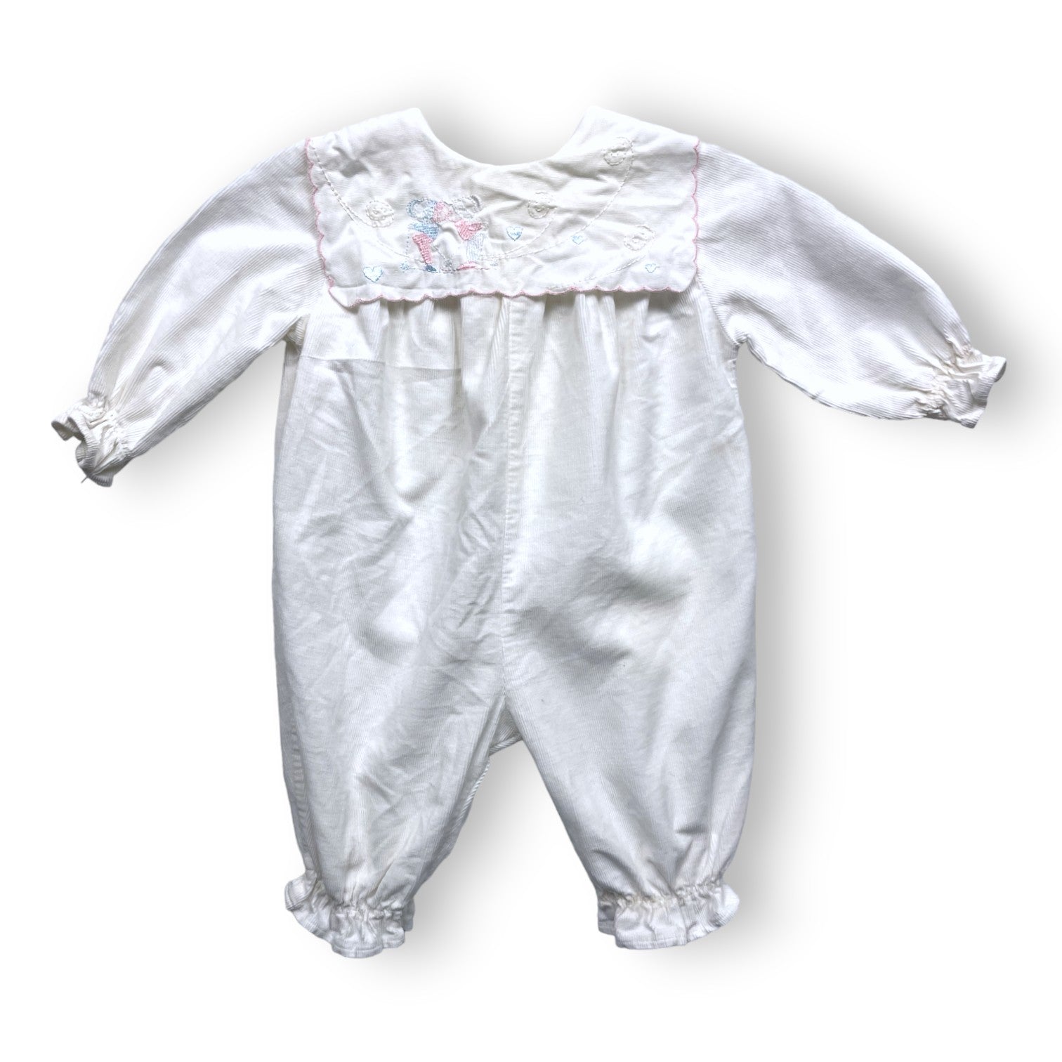 VINTAGE - White jumpsuit with embroidered collar - 1/3 months