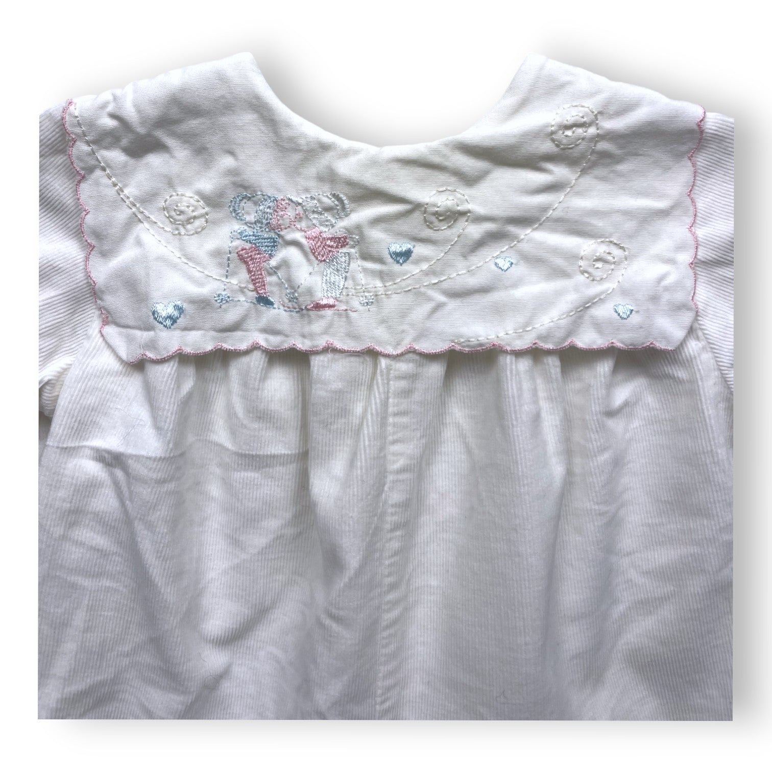 VINTAGE - White jumpsuit with embroidered collar - 1/3 months