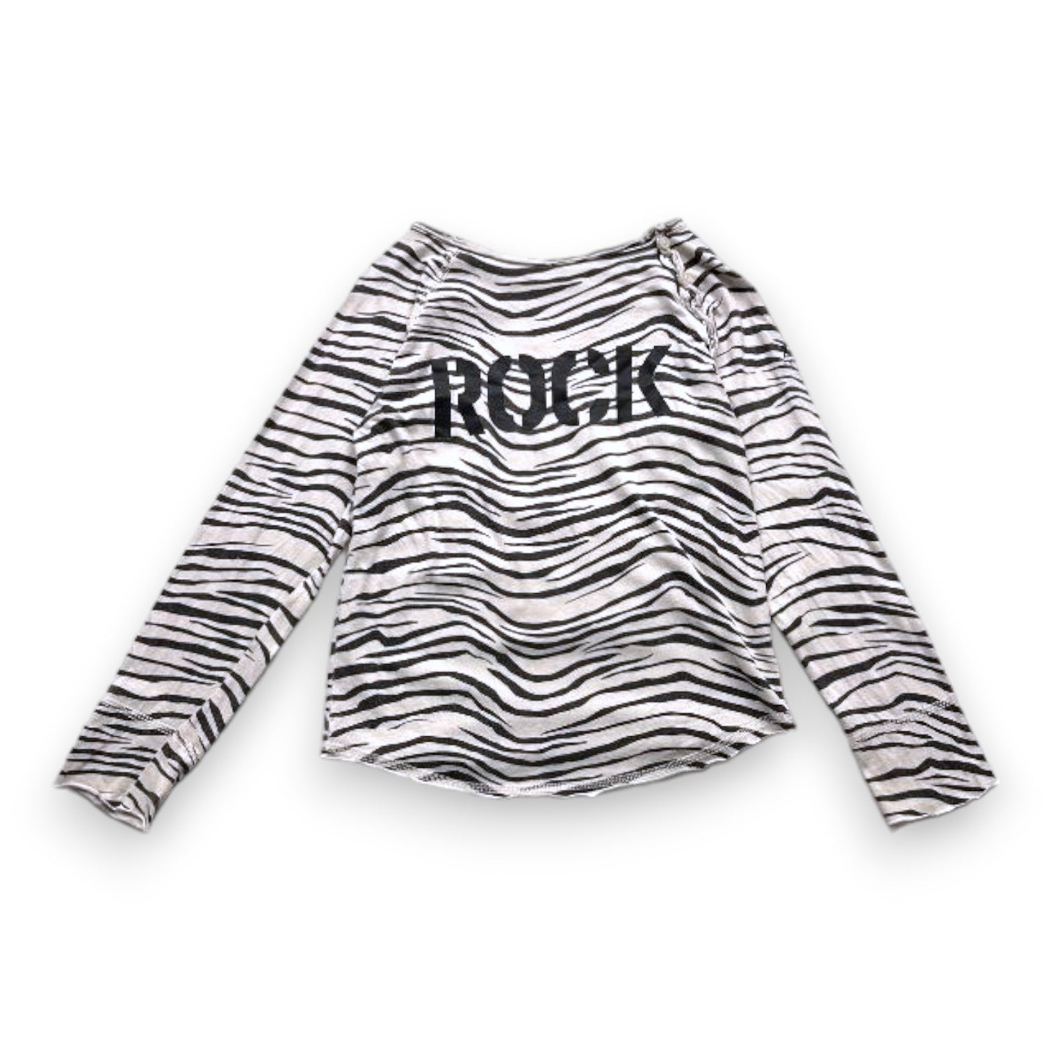 ZADIG & VOLTAIRE - Weiß-schwarzes Langarm-T-Shirt mit Zebramuster - 8 Jahre