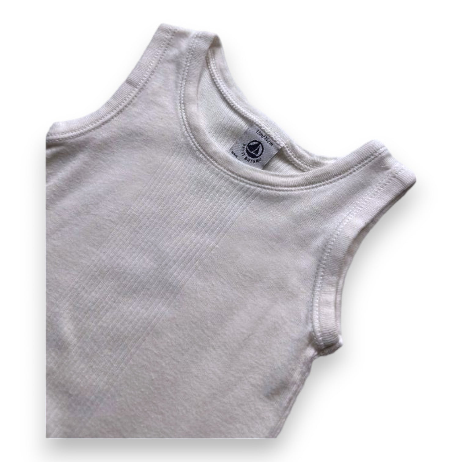 PETIT BATEAU - Bodie blanc à manches courtes - 12 mois