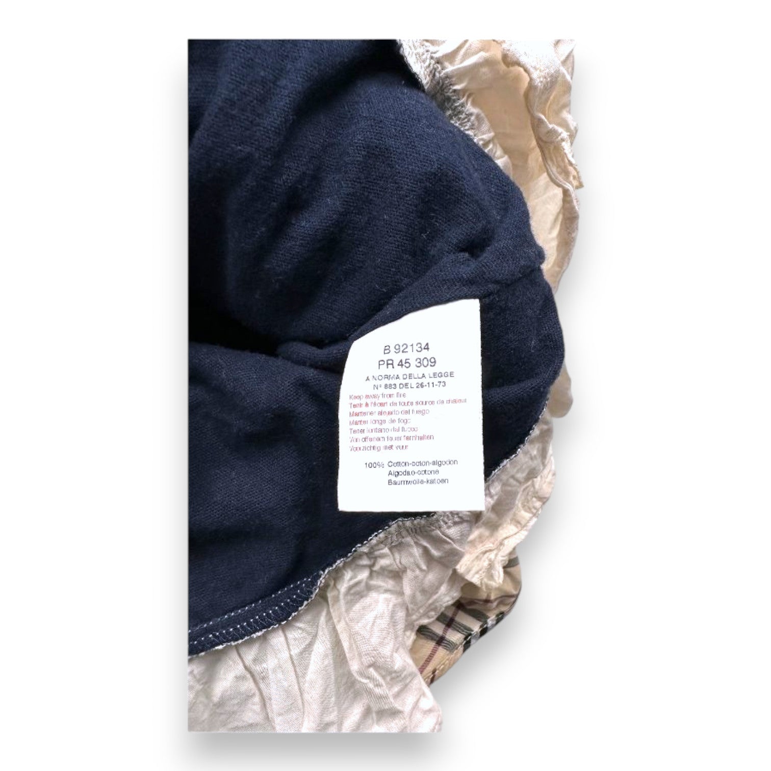 BURBERRY - Blue denim dress with check pattern - 9 months