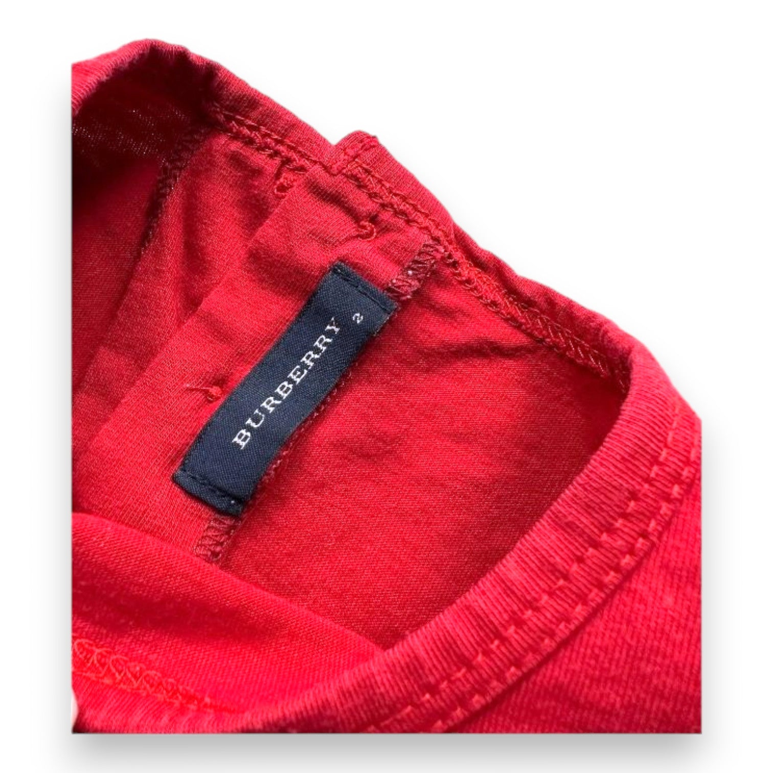 BURBERRY - Red long-sleeved T-shirt - 2 years