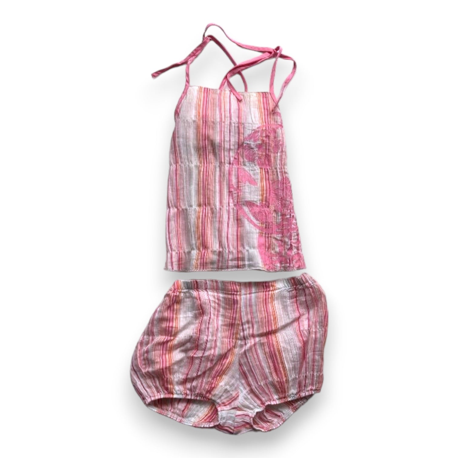 KENZO - Ensemble débardeur et t-shirt rose à rayures - 6 mois