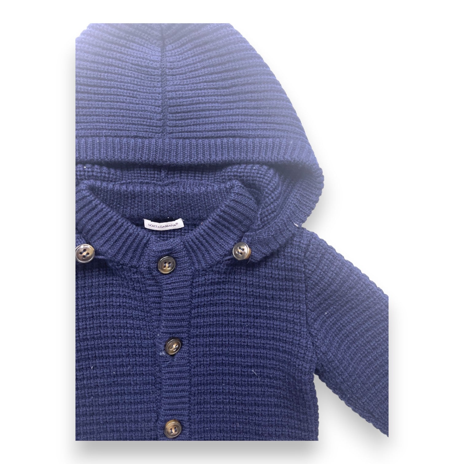 DOLCE & GABBANA - Marineblaue Wollstrickjacke - 3 Jahre