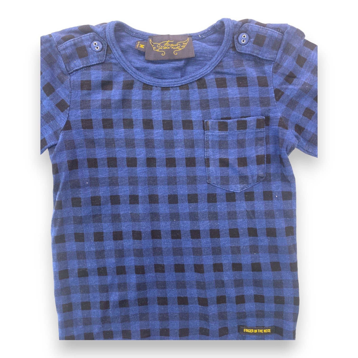 FINGER IN THE NOSE - Blau kariertes Langarm-T-Shirt - 4/5 Jahre