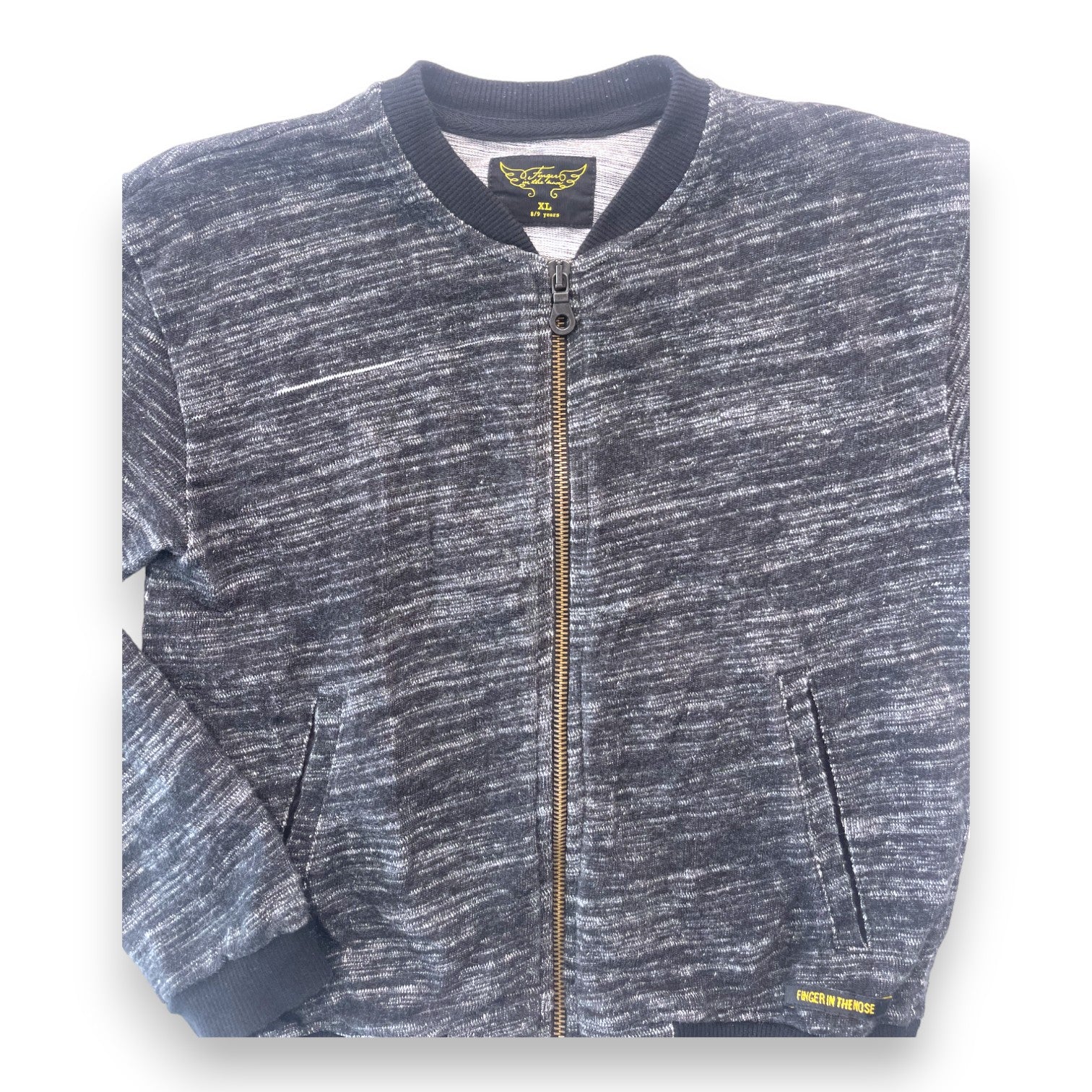 FINGER IN THE NOSE - Schwarz melierter Pullover im Bomberstil - 8/9 Jahre