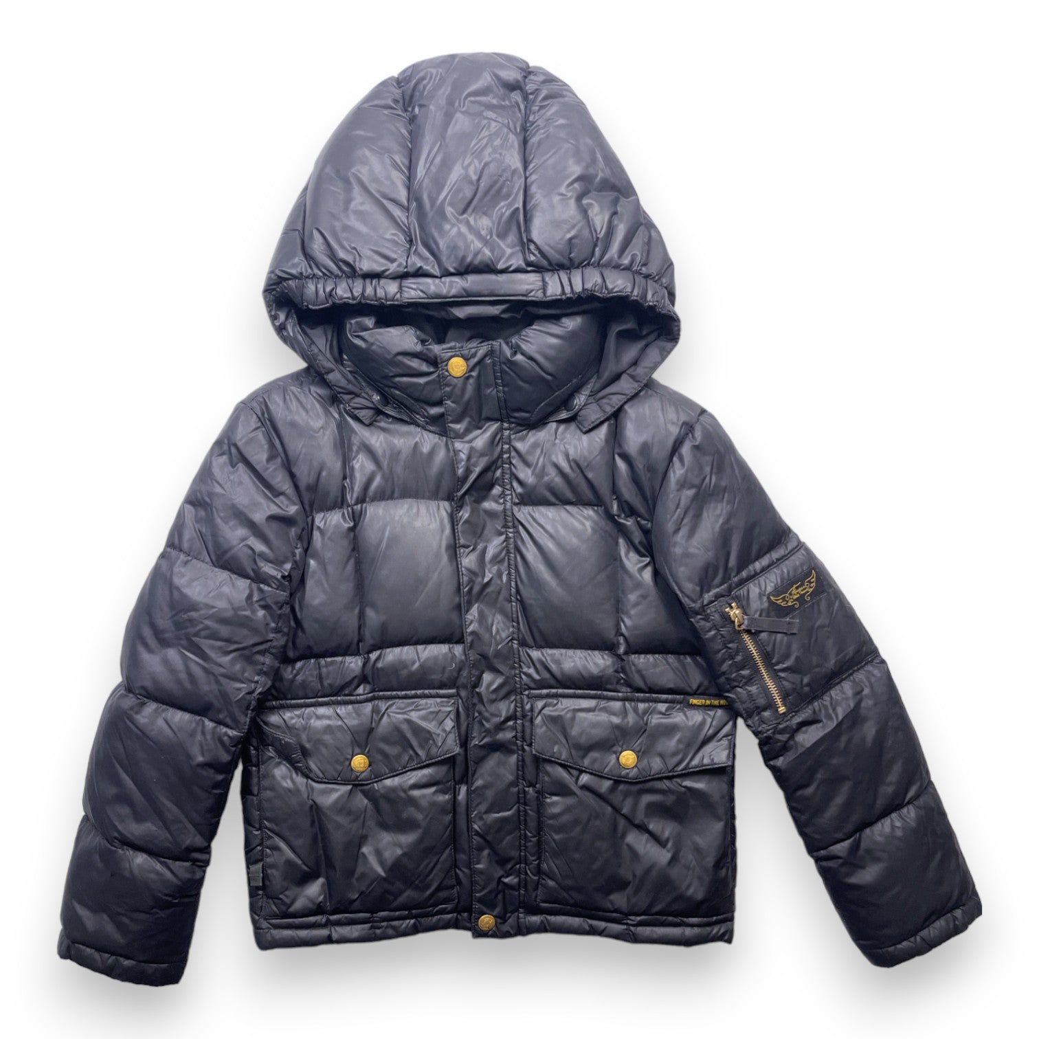 FINGER IN THE NOSE - Schwarze Daunenjacke mit Kapuze - 8/9 Jahre