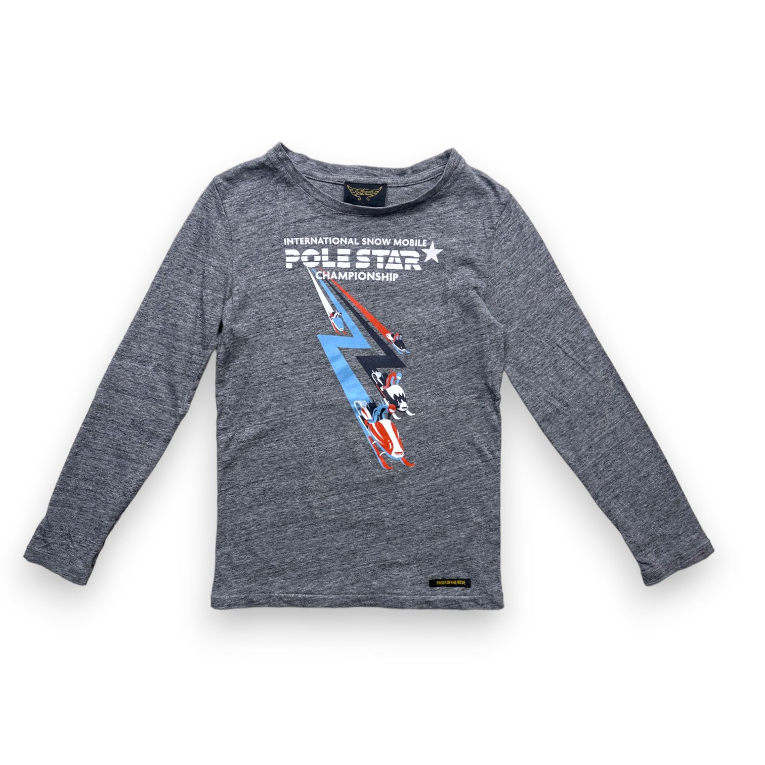 FINGER IN THE NOSE - Grau meliert Langarm-T-Shirt "Pole Star Championship" - 6/7 Jahre