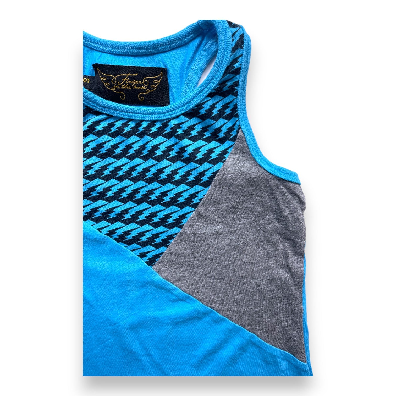 FINGER IN THE NOSE - Blaues, schwarzes und graues gemustertes Tanktop - 2/3 Jahre