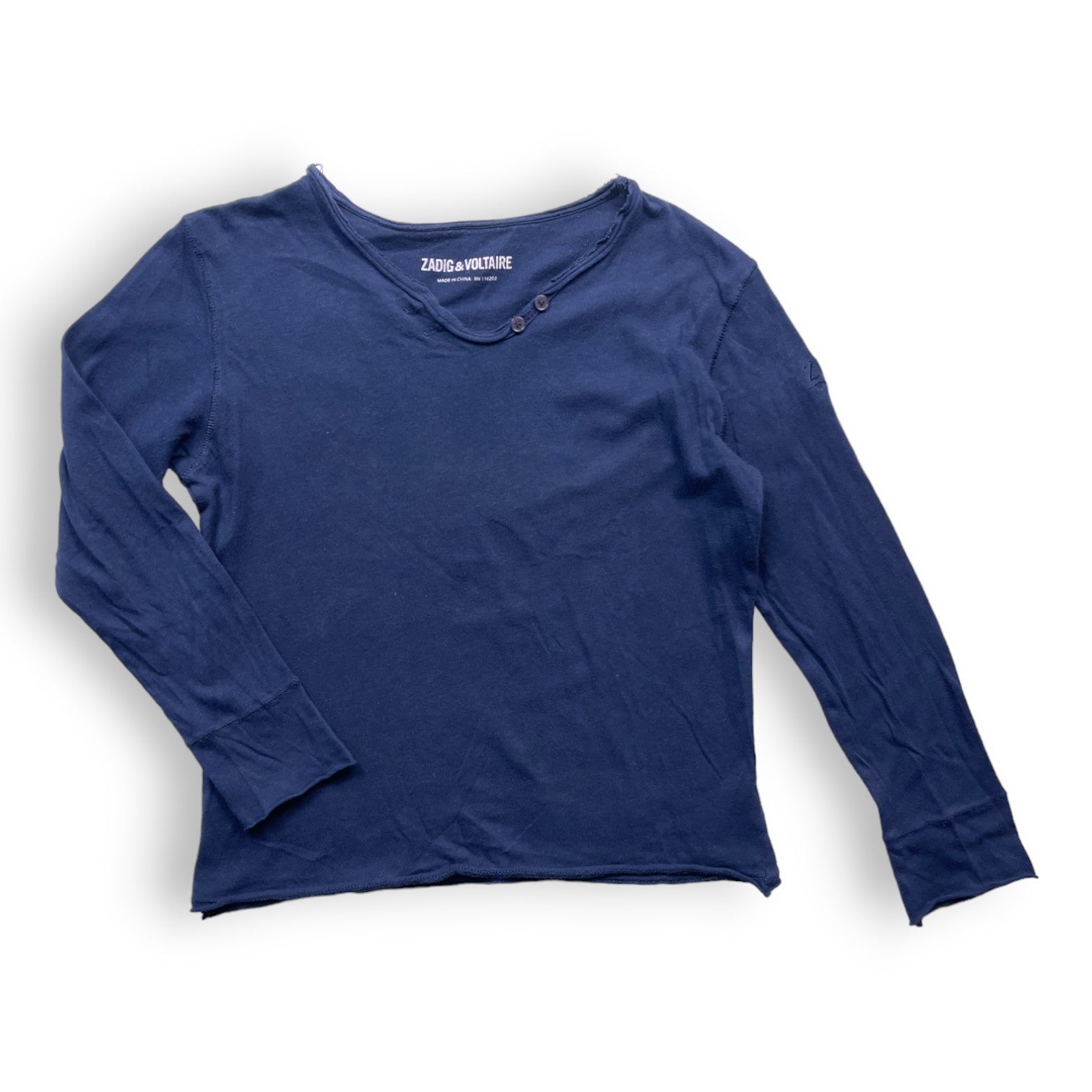 ZADIG & VOLTAIRE - Navy blue long-sleeved T-shirt with pattern on the back - 8 years