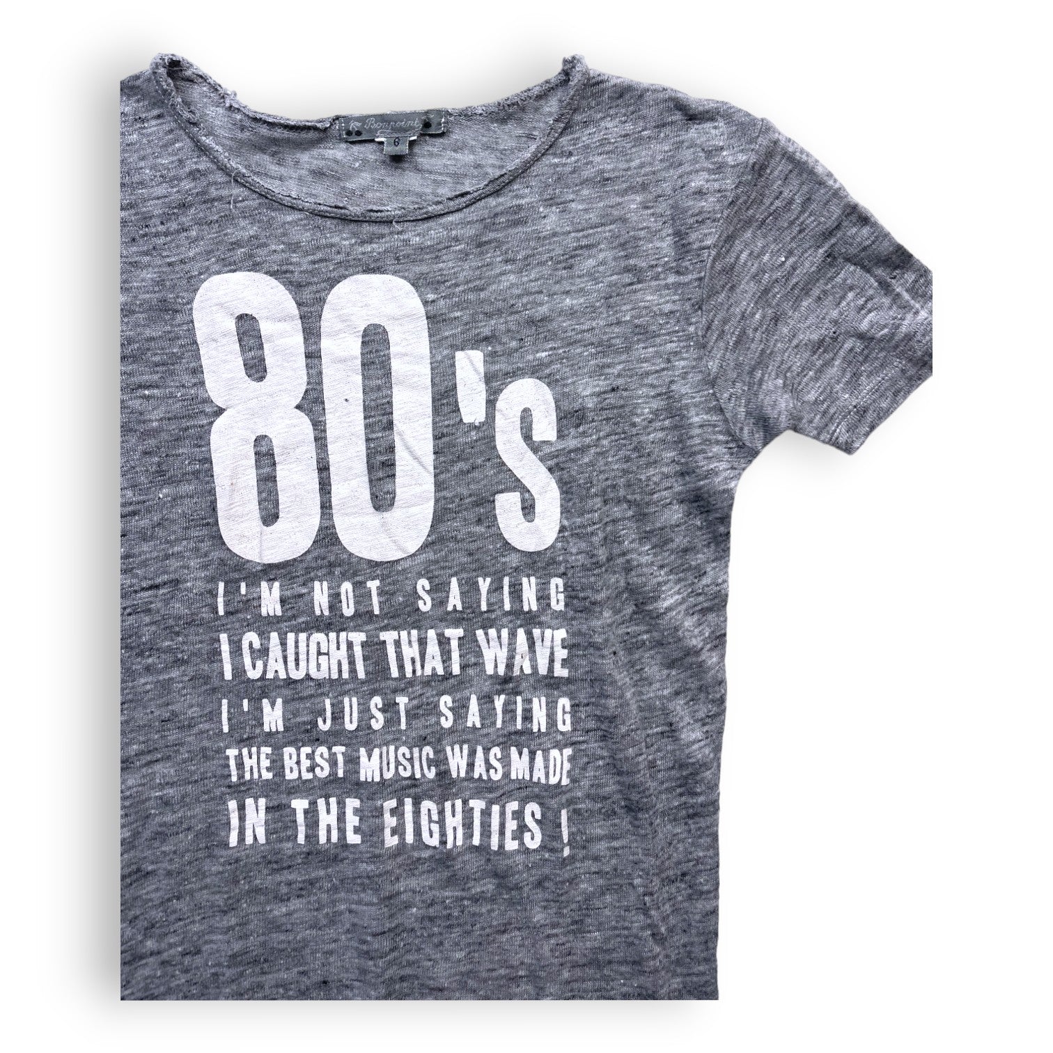 BONPOINT - Kurzarm-Leinen-T-Shirt in meliertem Grau "80s" - 6 Jahre