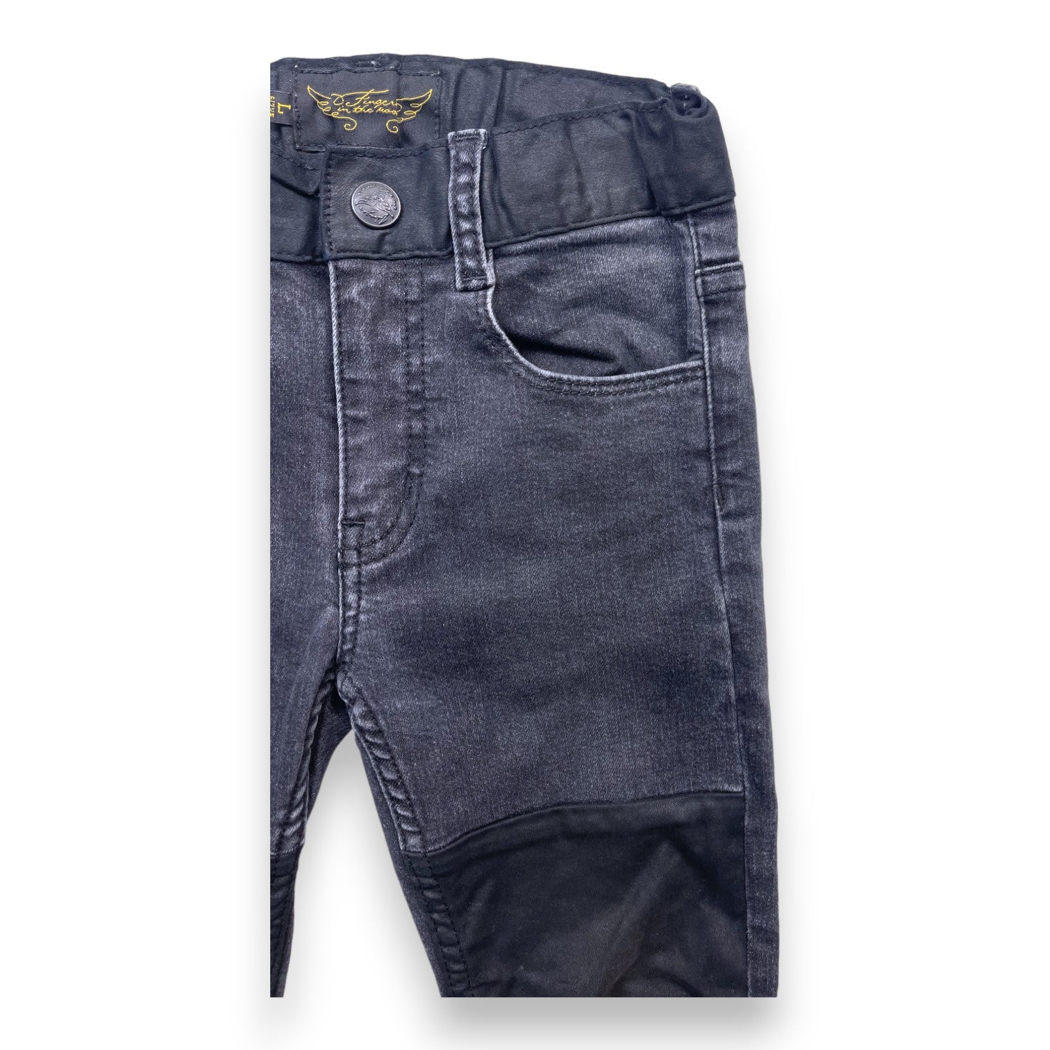 FINGER IN THE NOSE - Schwarze Jeans aus zwei Materialien - 6/7 Jahre