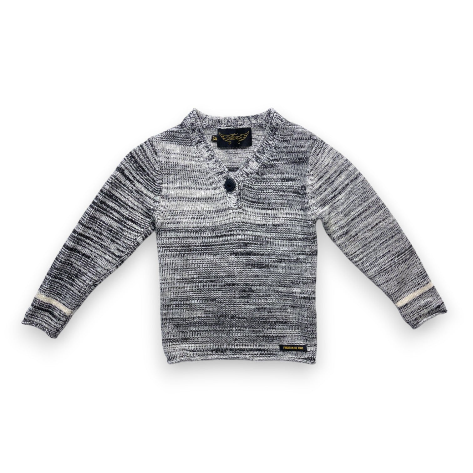 FINGER IN THE NOSE - Schwarz-weißer Wollpullover - 4/5 Jahre