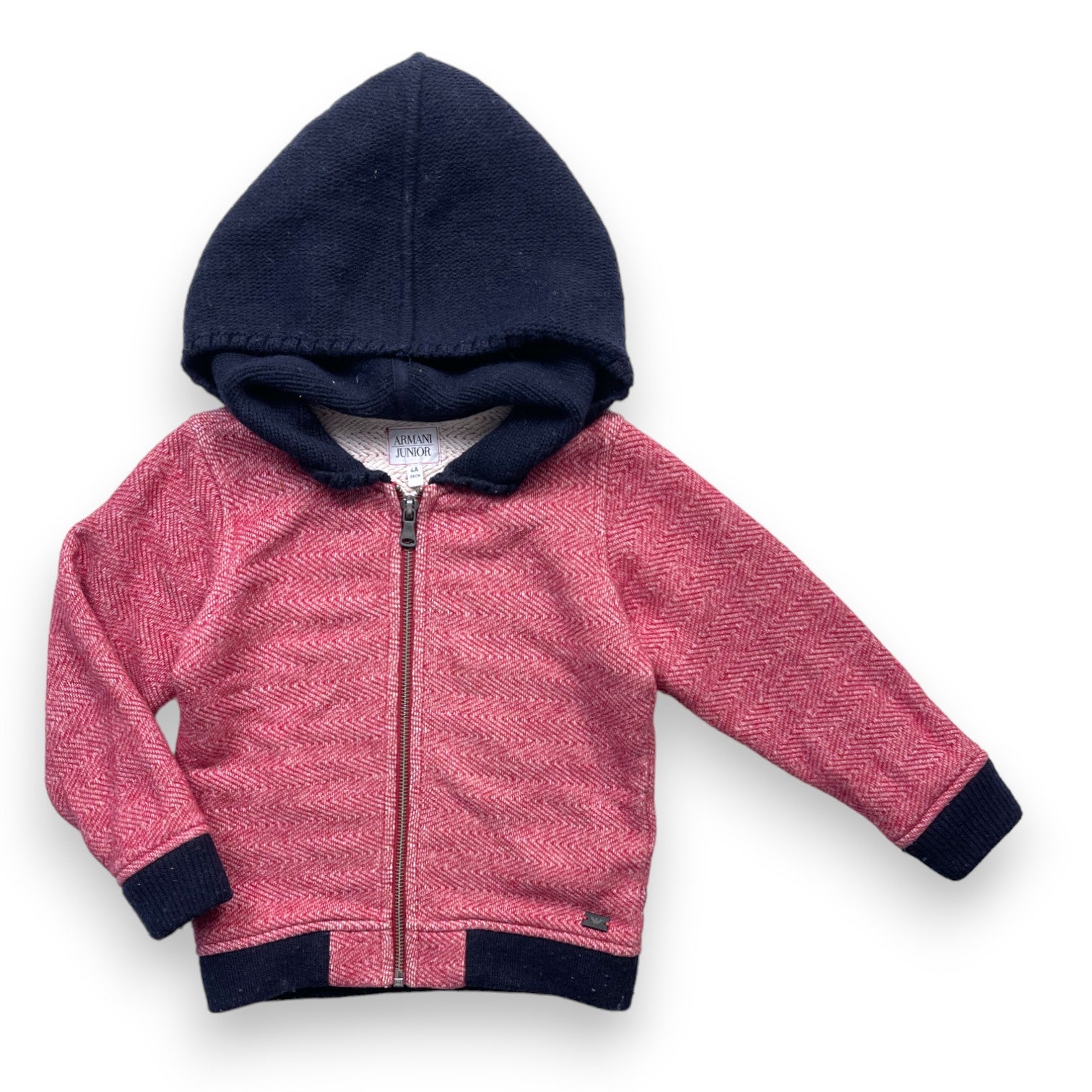 ARMANI - Sweat à capuche rouge et bleu marine - 4 ans