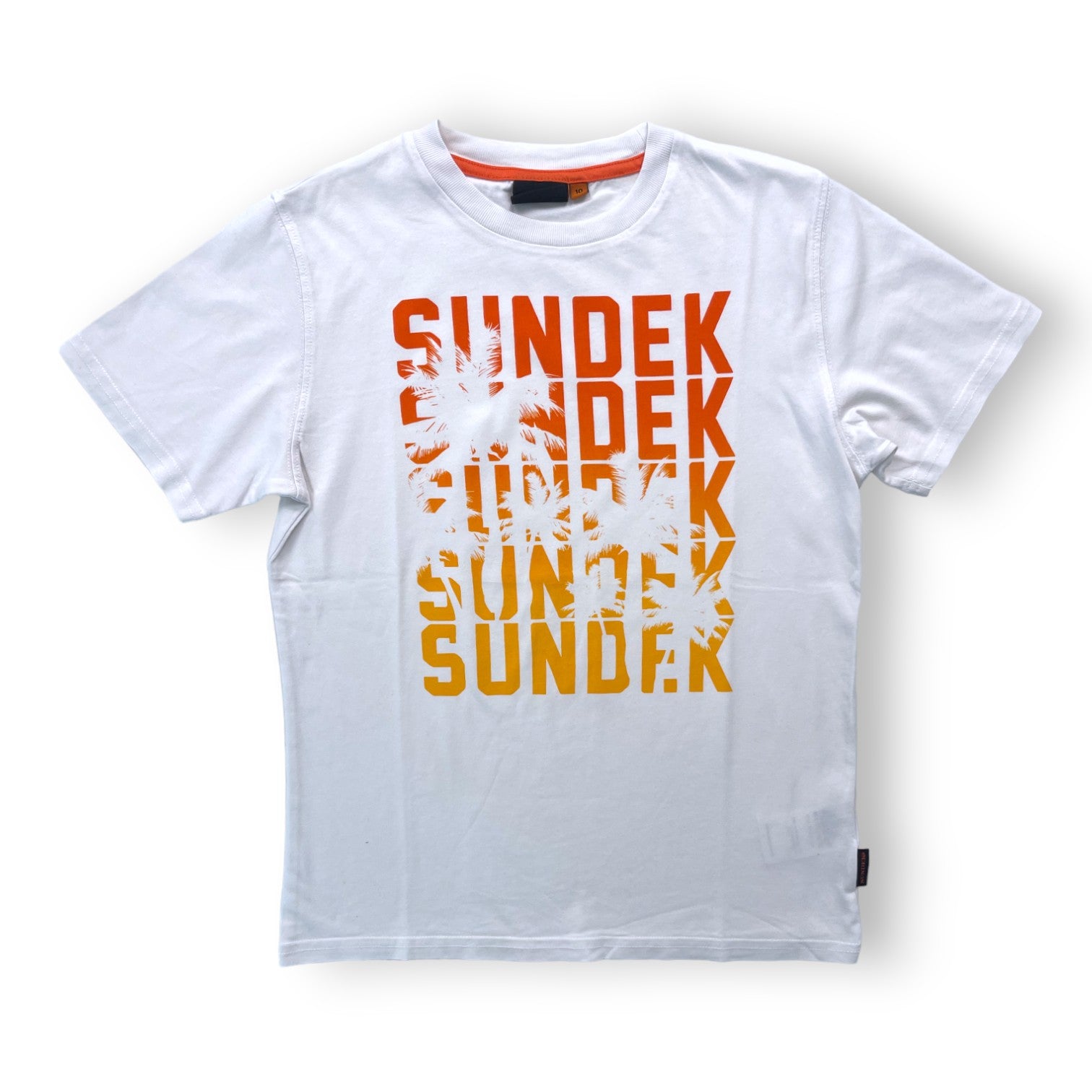 SUNDEK - White T-shirt with orange logo - 10 years old