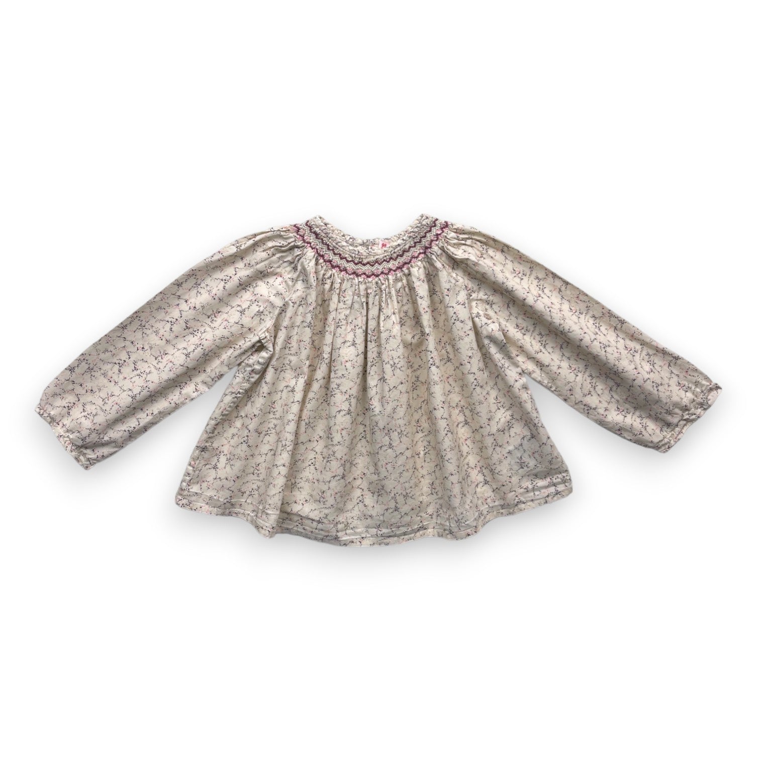 BONPOINT - Blouse écrue smockée à motifs - 3 ans