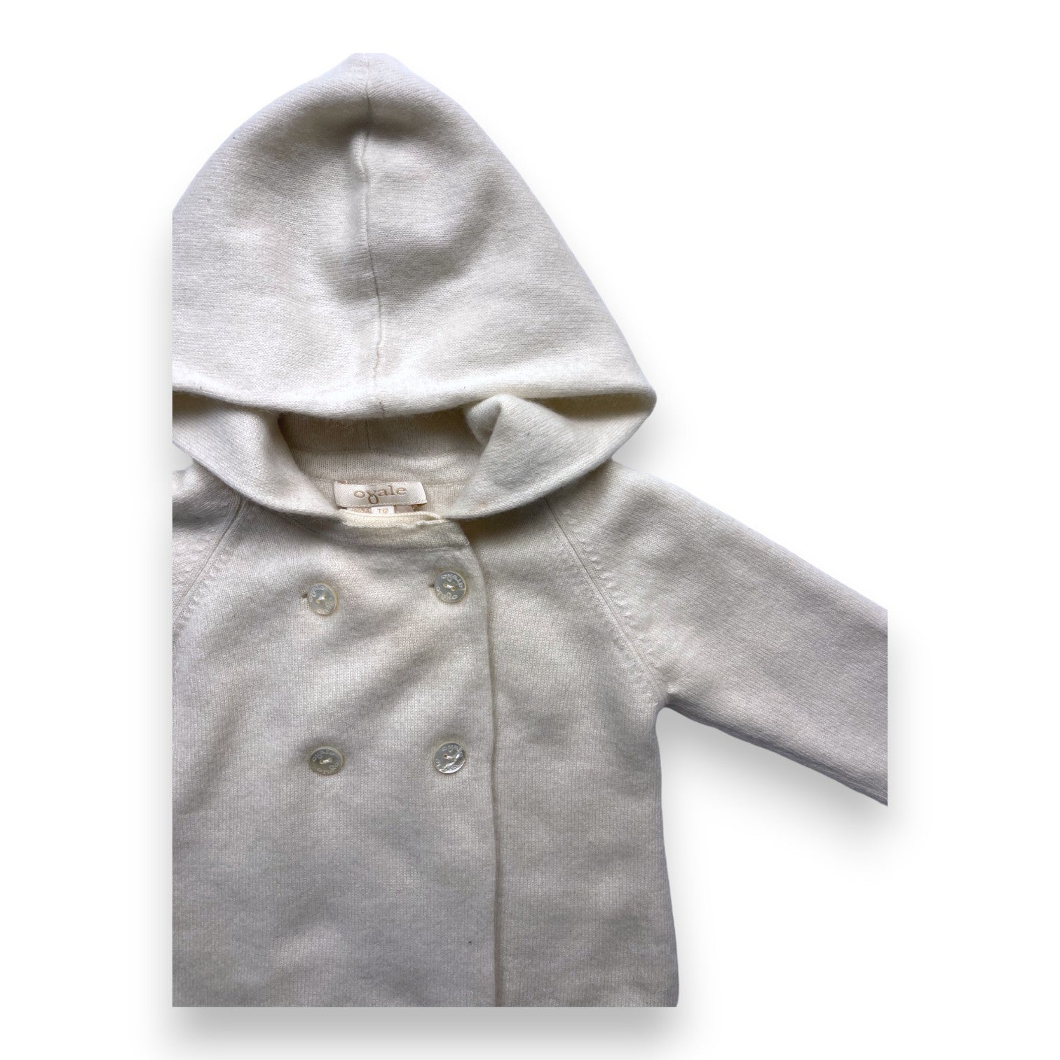 OVALE - Pull à capuche écru en cachemire - 12 mois