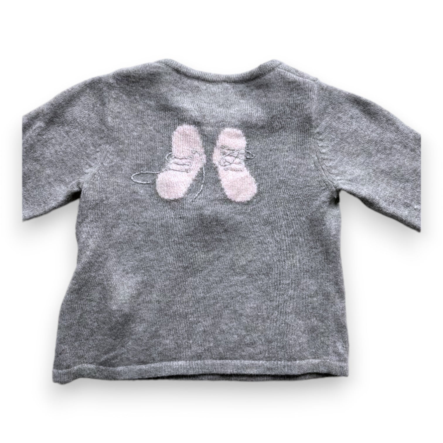 CYRILLUS - Grauer Pullover mit Aufdrucken auf der Rückseite - 12 Monate