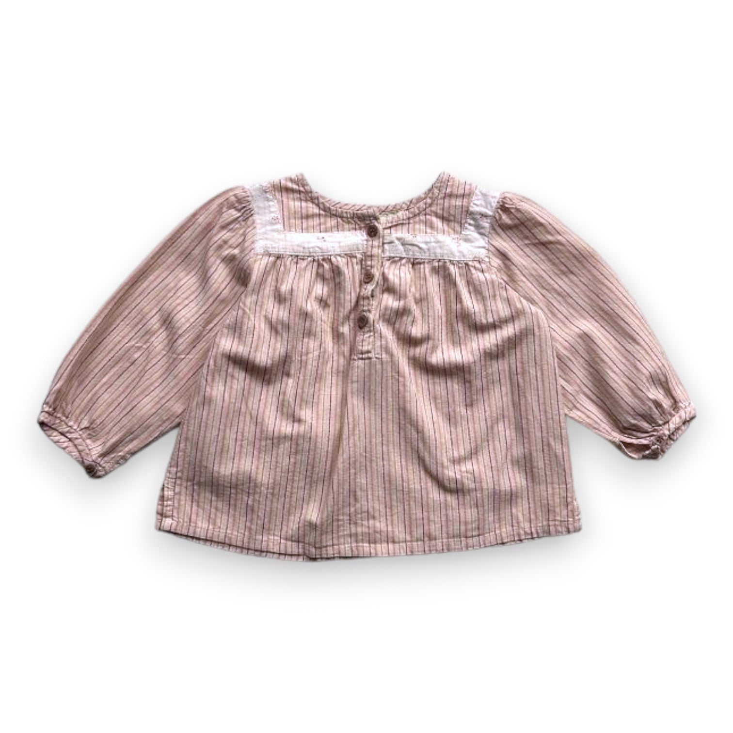 BONPOINT - Rosa gestreifte Bluse - 12 Monate