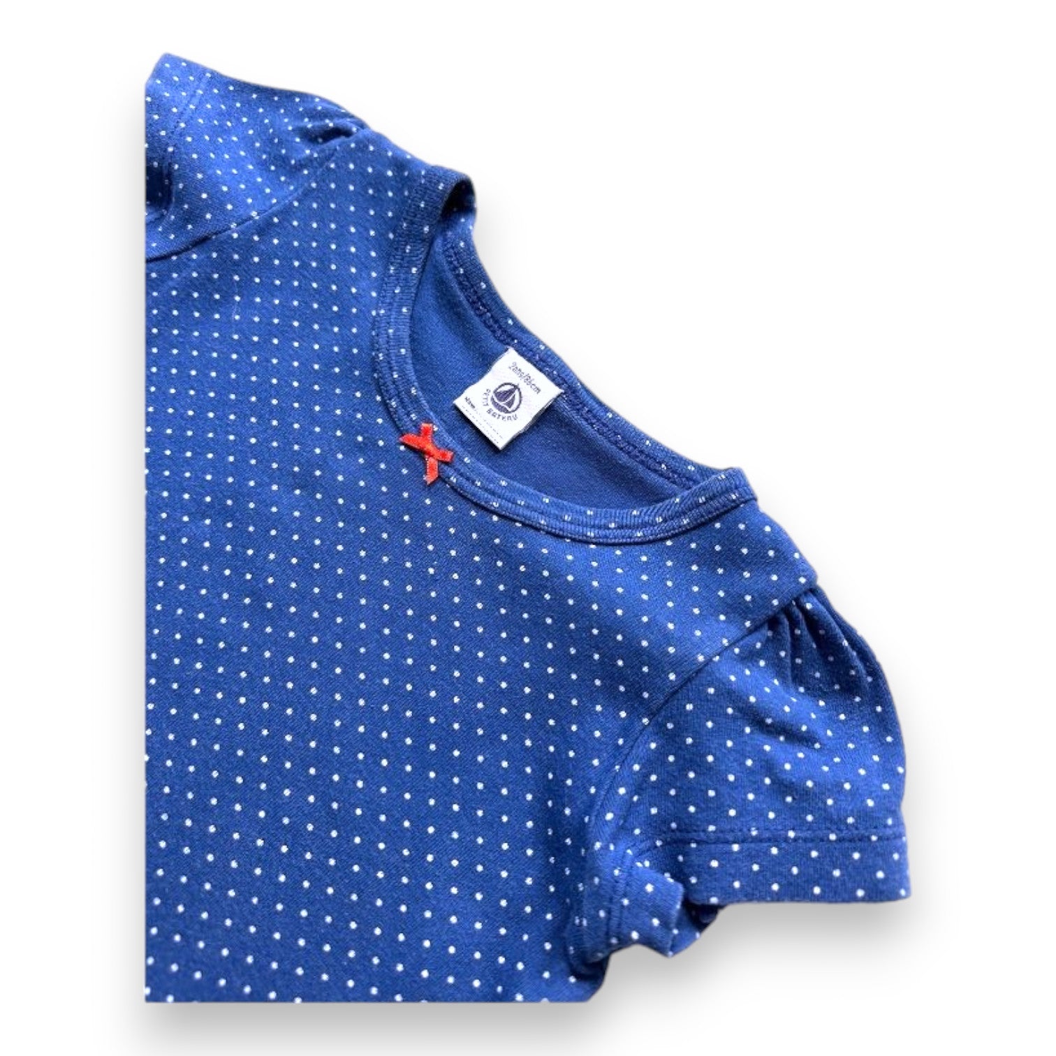 PETIT BATEAU - Blaues T-Shirt mit Punkten - 2 Jahre