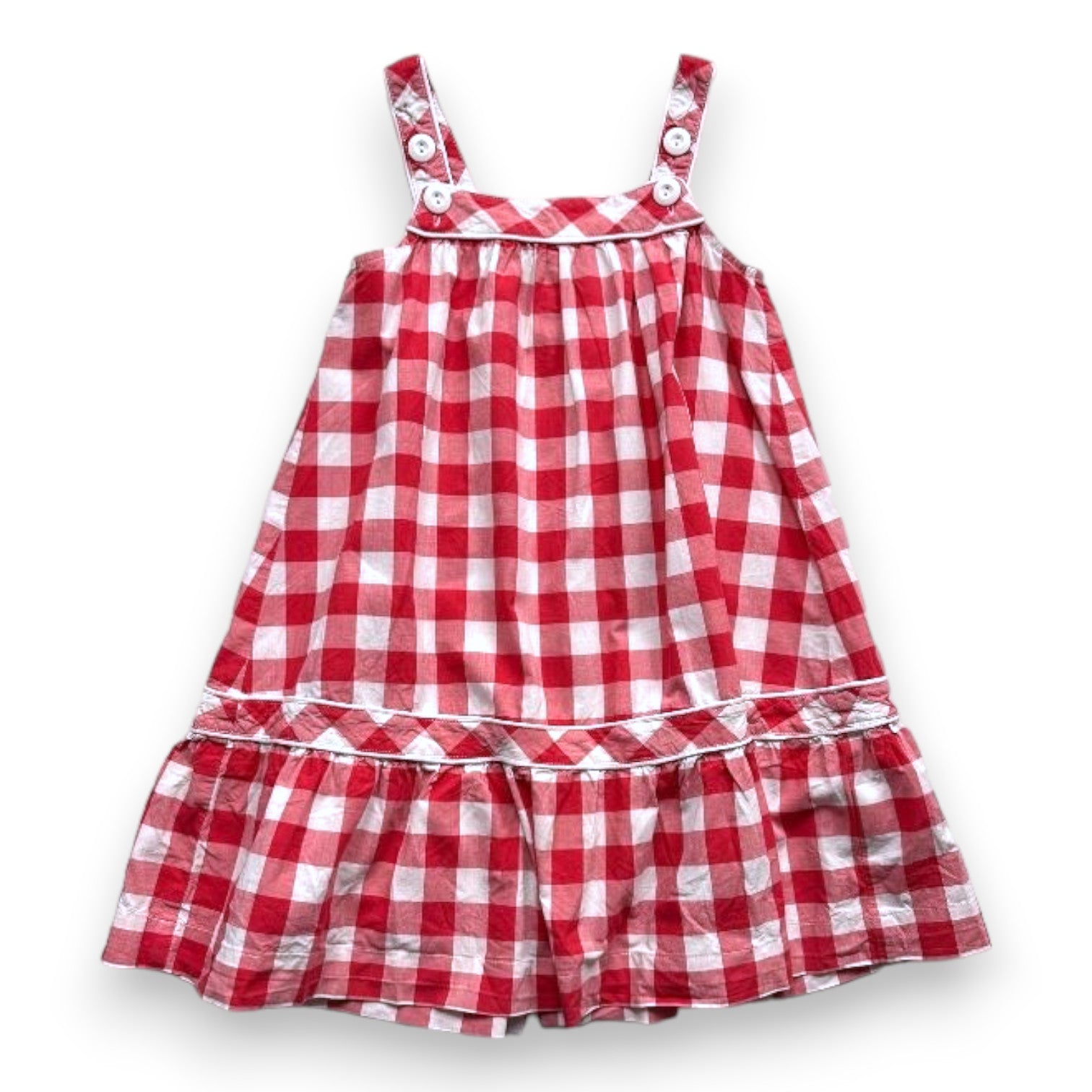 JACADI - Weiß-rotes Gingham-Kleid - 6 Jahre