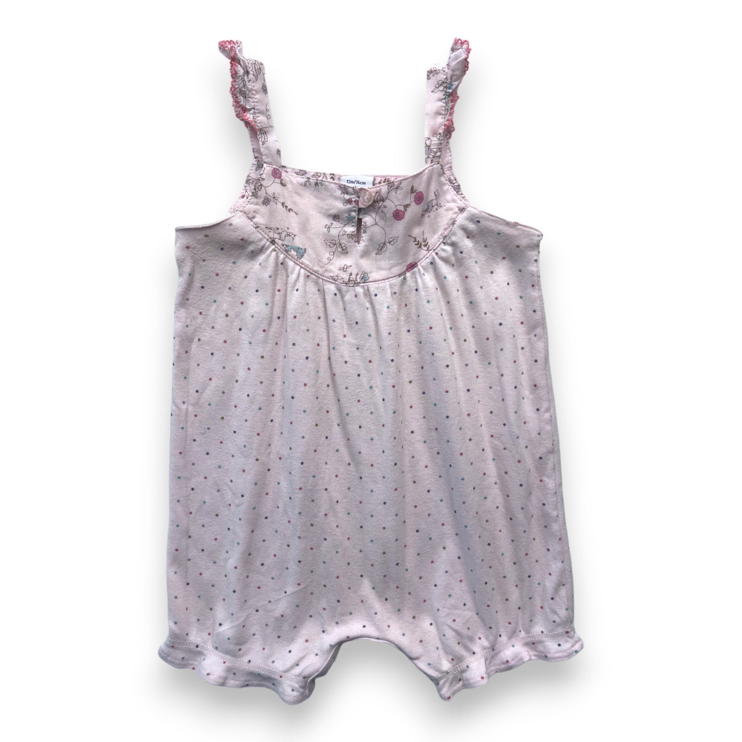 PETIT BATEAU - Rosa gemusterter Strampler - 12 Monate