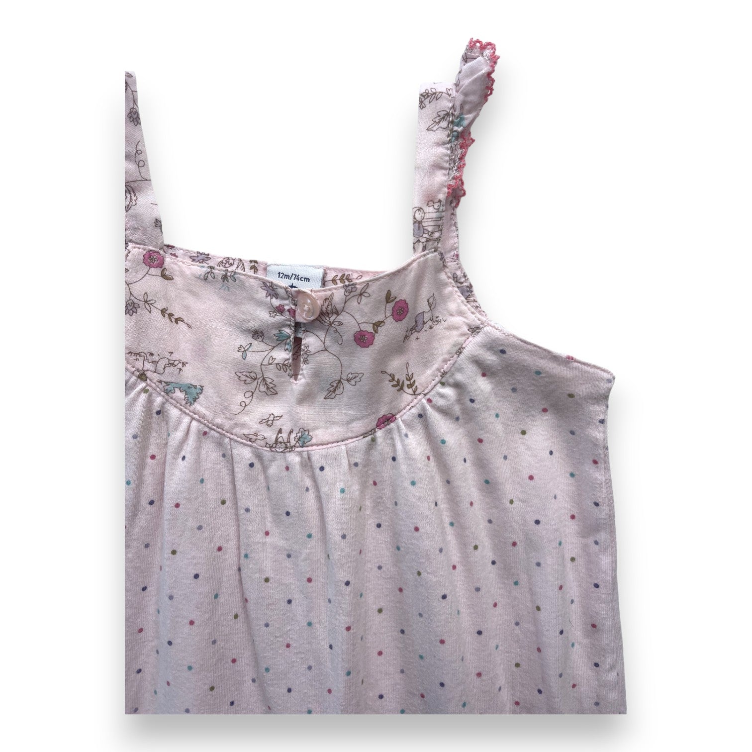 PETIT BATEAU - Rosa gemusterter Strampler - 12 Monate