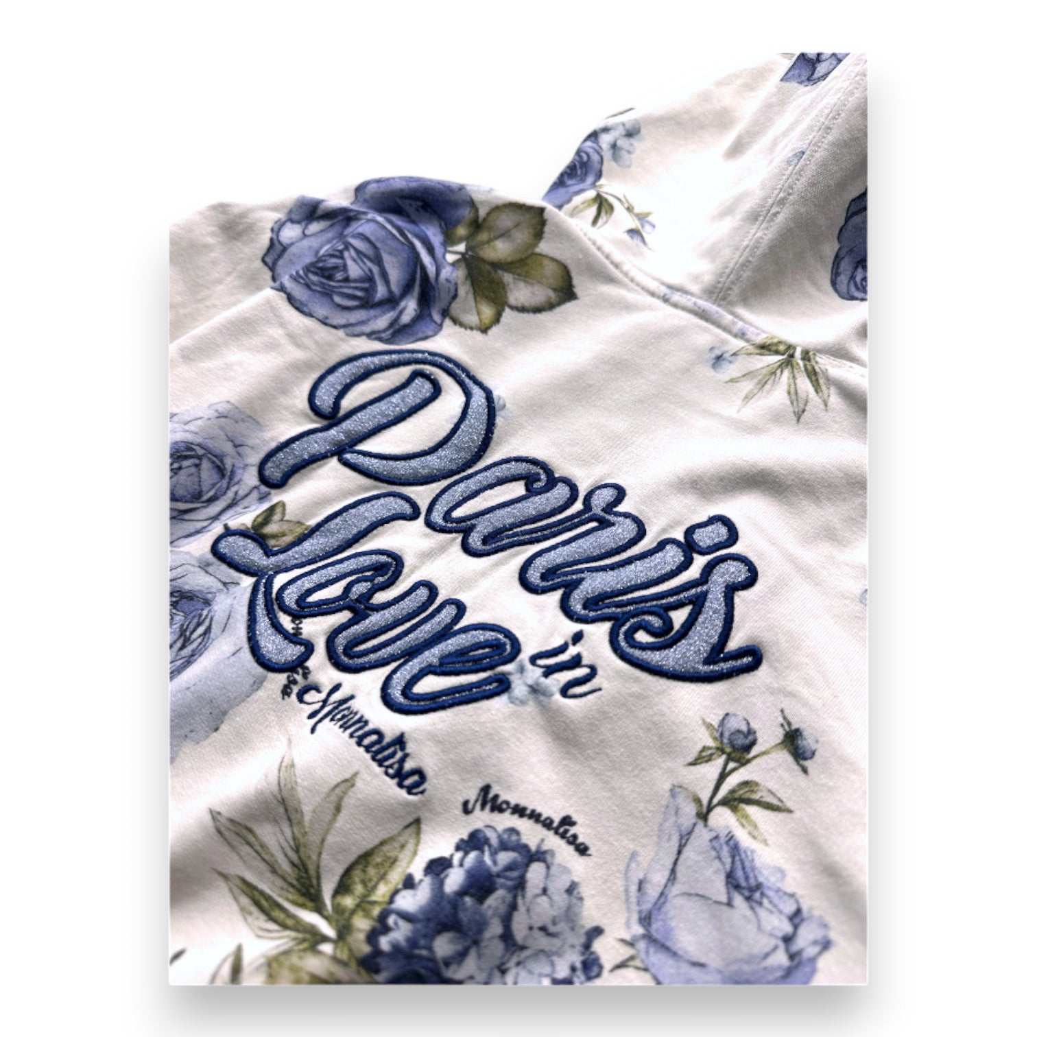 MONNALISA - Cremefarbener Hoodie mit Blumenmuster - 8 Jahre