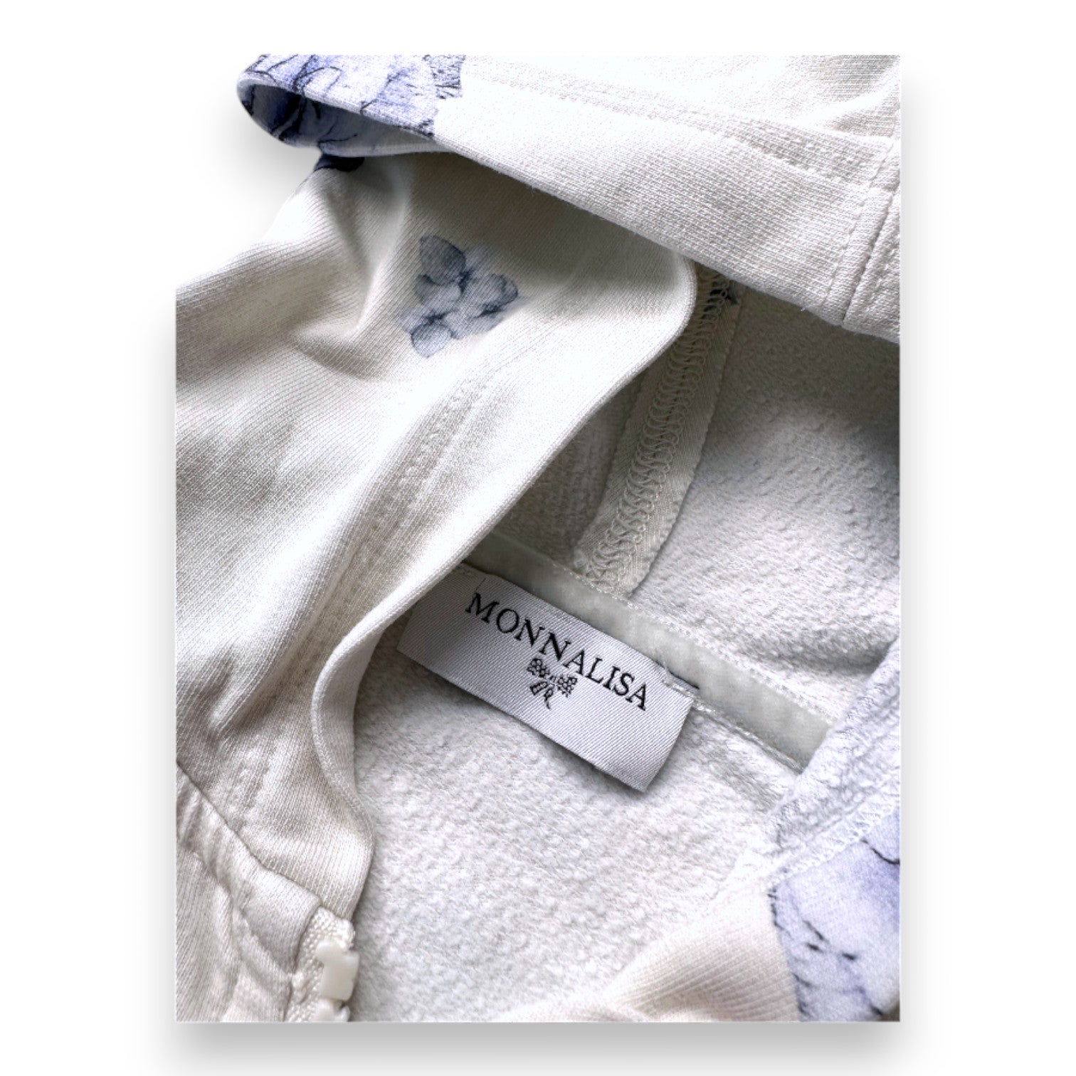 MONNALISA - Cremefarbener Hoodie mit Blumenmuster - 8 Jahre