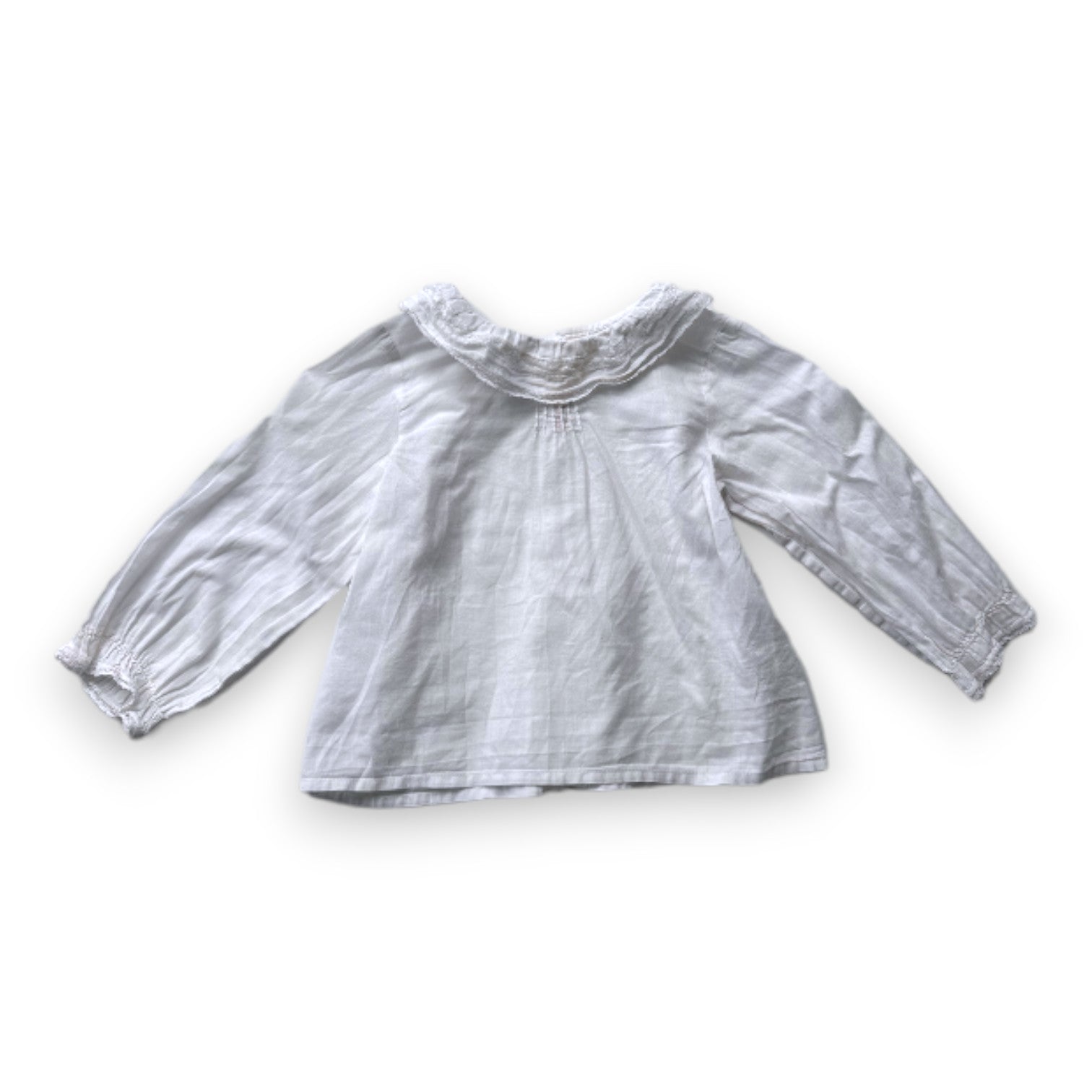 BONPOINT - Blouse blanche avec col en volant - 12 mois