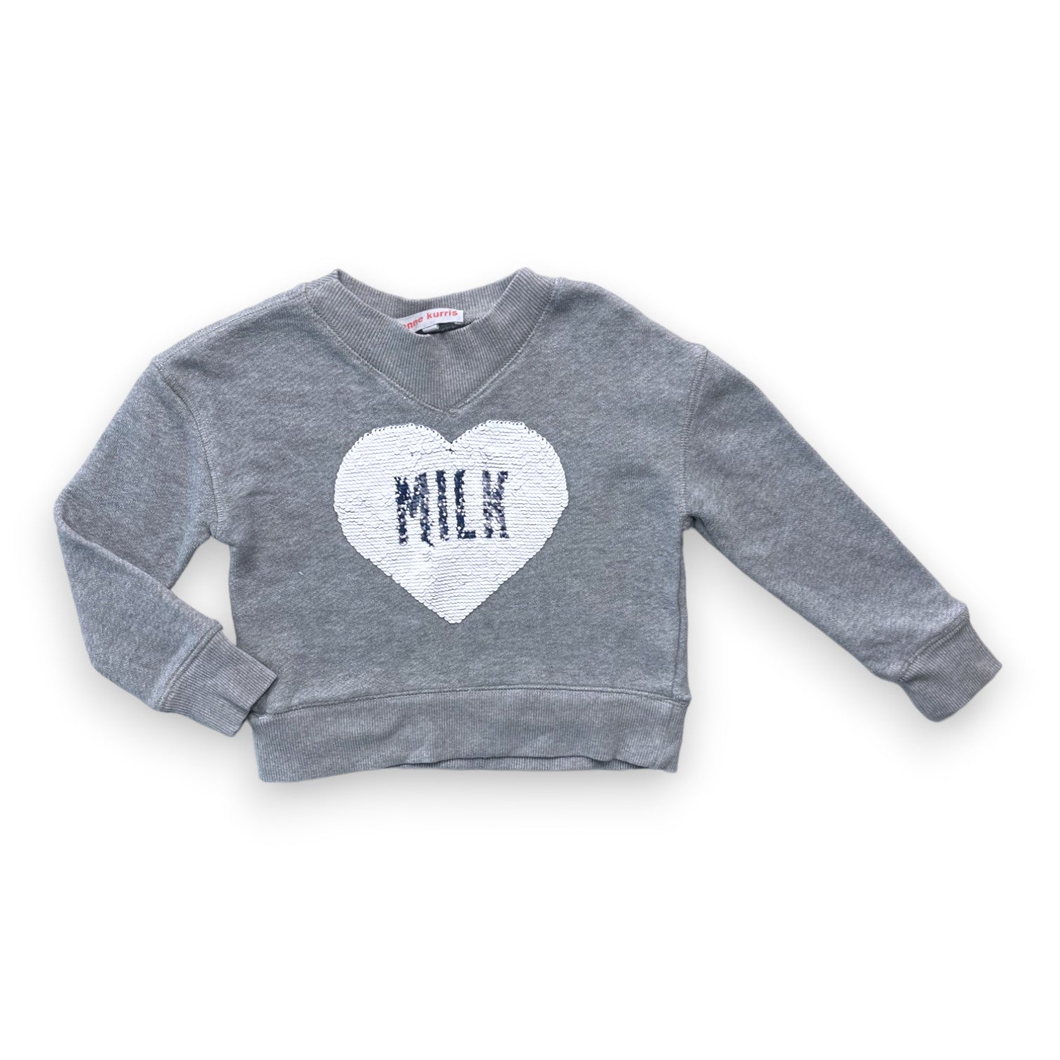 ANNE KURRIS - Sweat gris à sequins reversibles - 4 ans