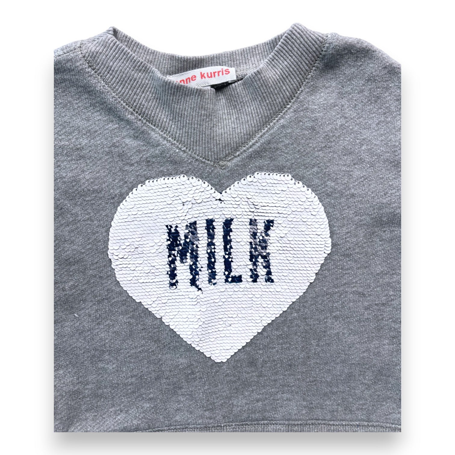 ANNE KURRIS - Sweat gris à sequins reversibles - 4 ans