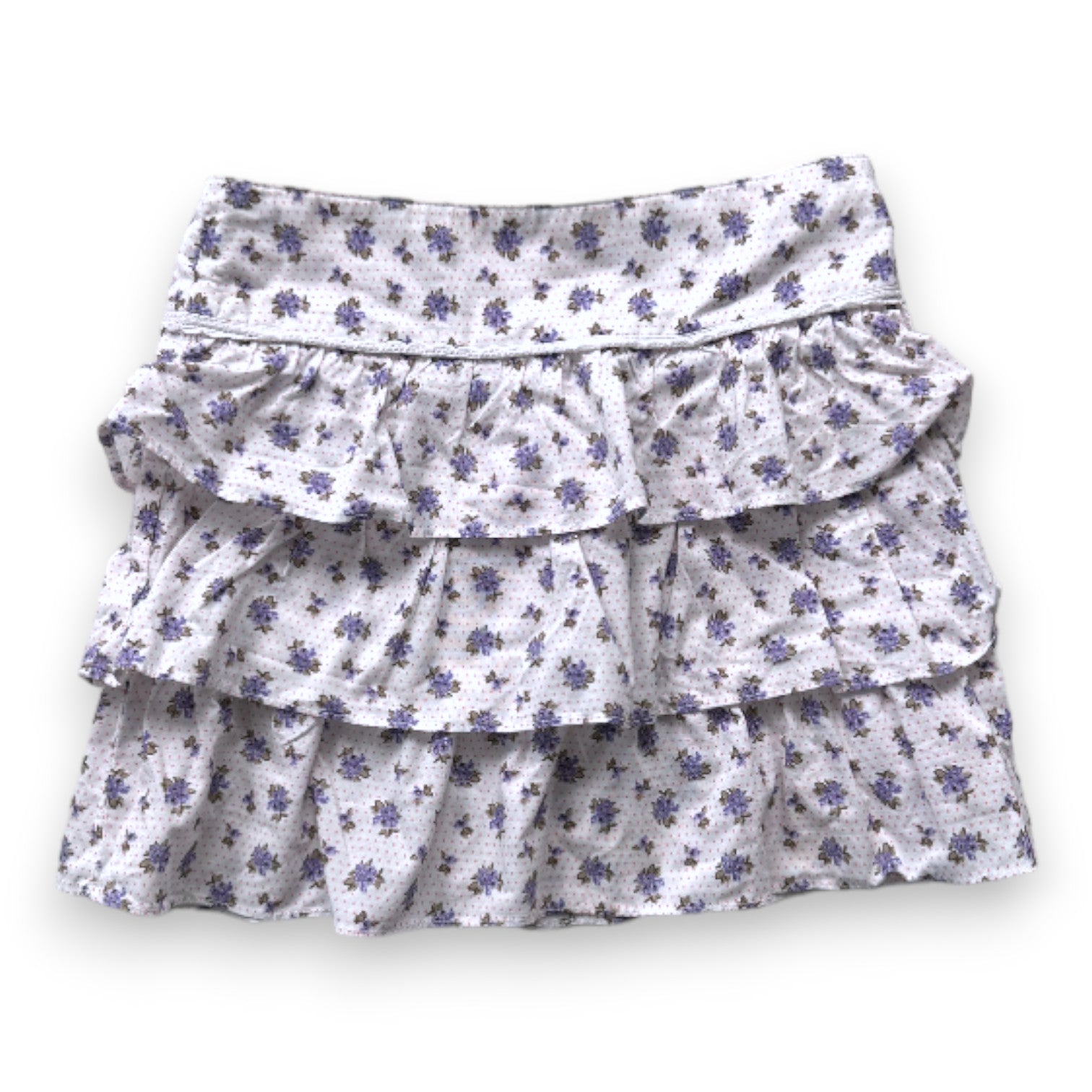 LILI GAUFRETTE - Weißer Rock mit rosa Punkten und lila Blumen - 6 Jahre