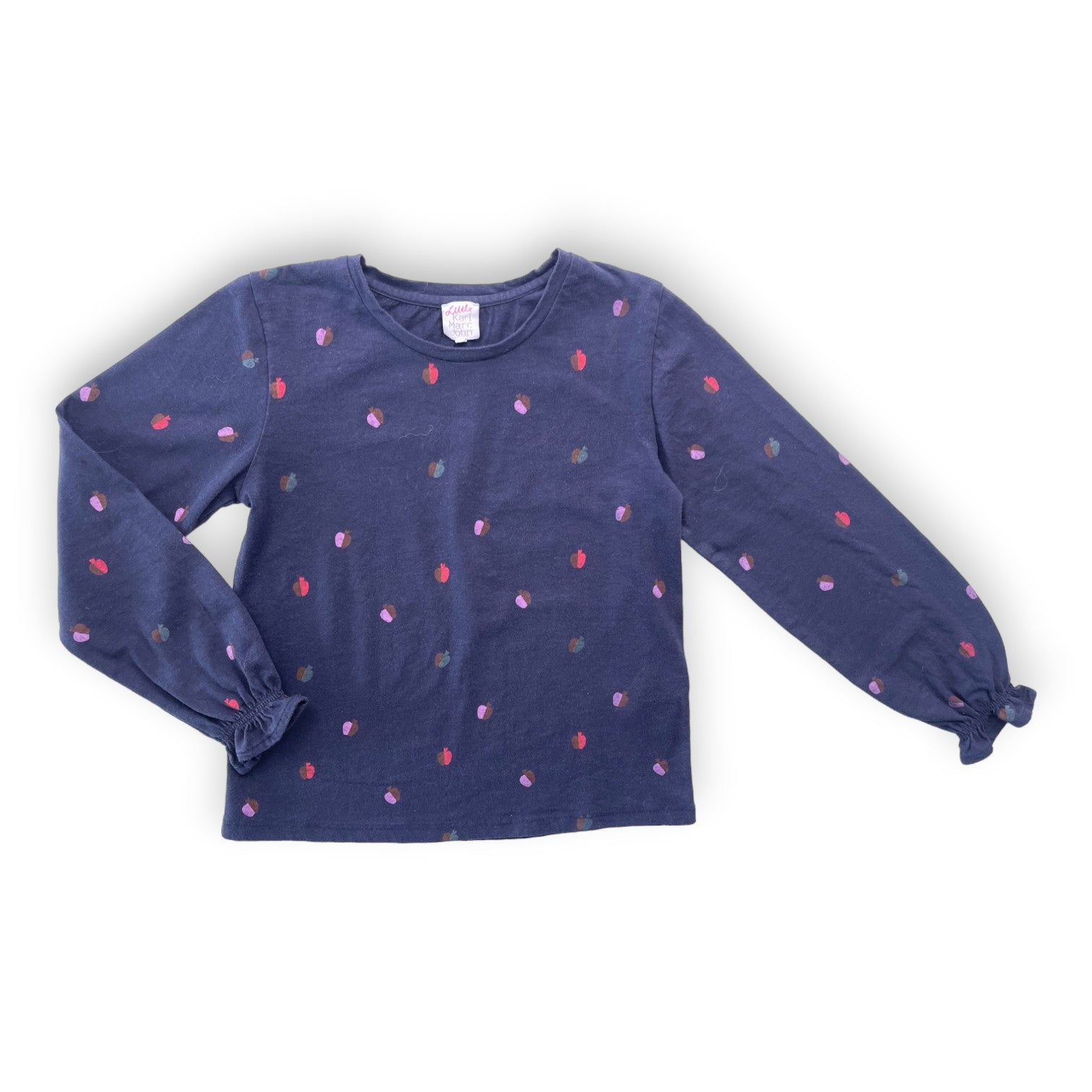 KARL MARC JOHN - T shirt manches longues bleu marine à pommes - 8 ans