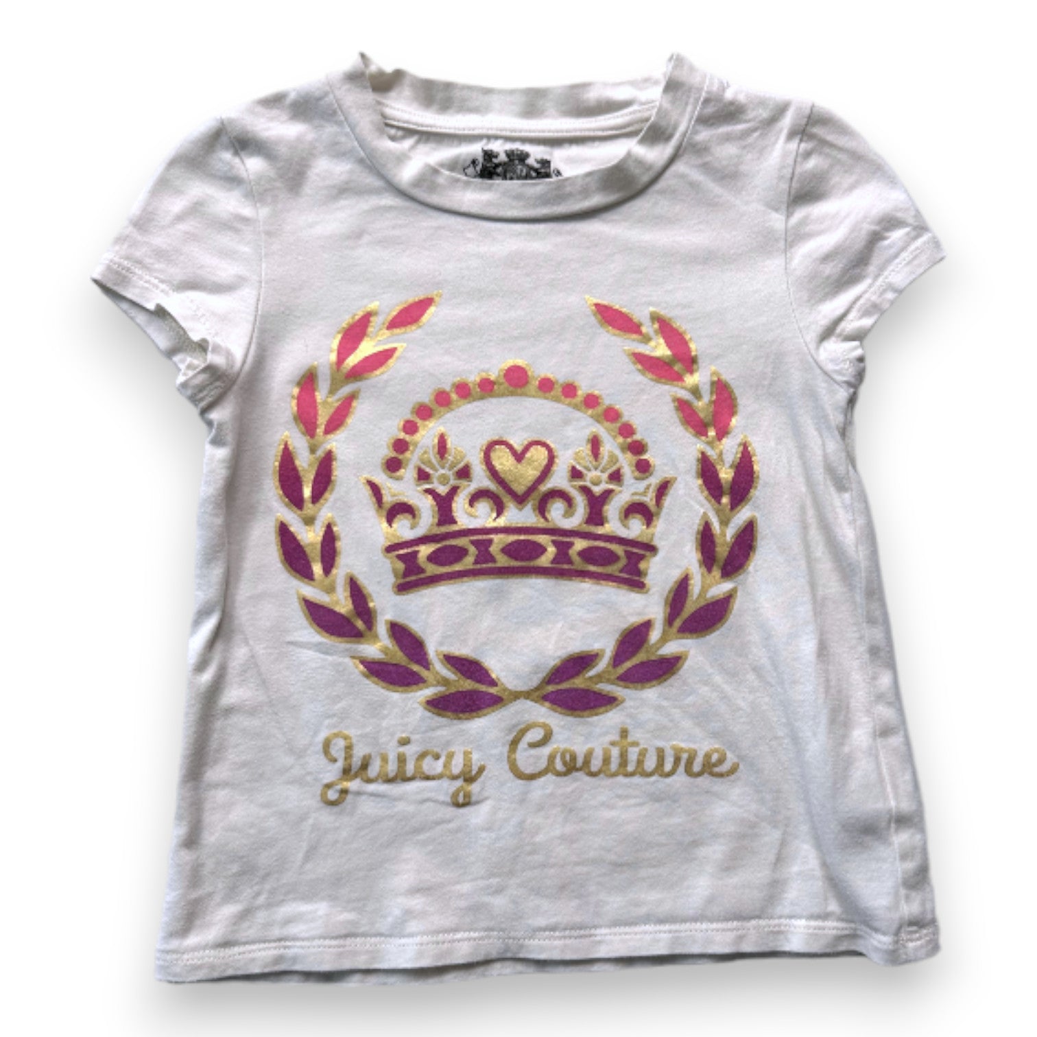 JUICY COUTURE - Weißes T-Shirt mit rosa und lila Aufdrucken - 4 Jahre
