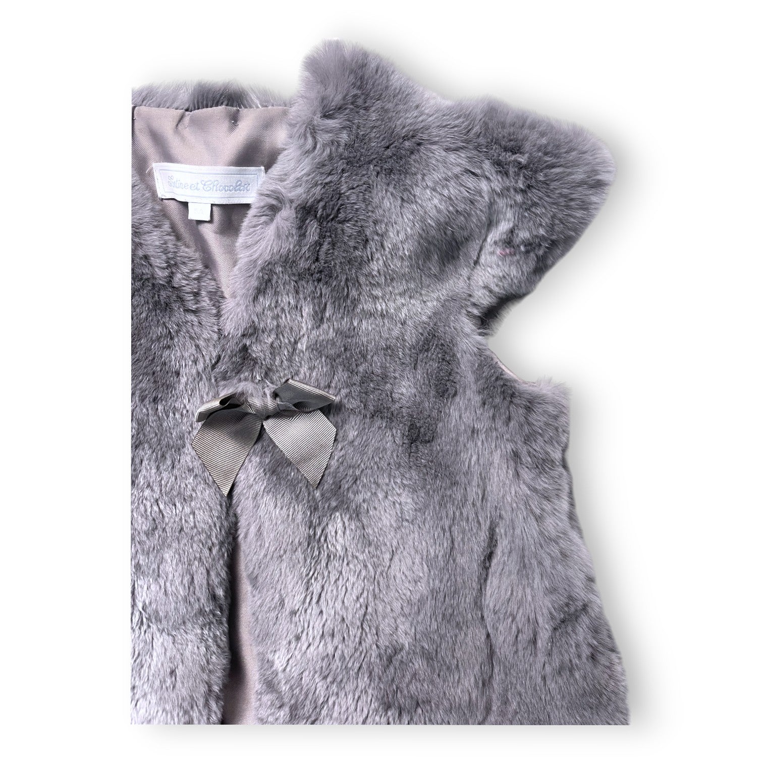 TARTINE & CHOCOLAT - Fourrure de lapin grise sans manches - 5 ans