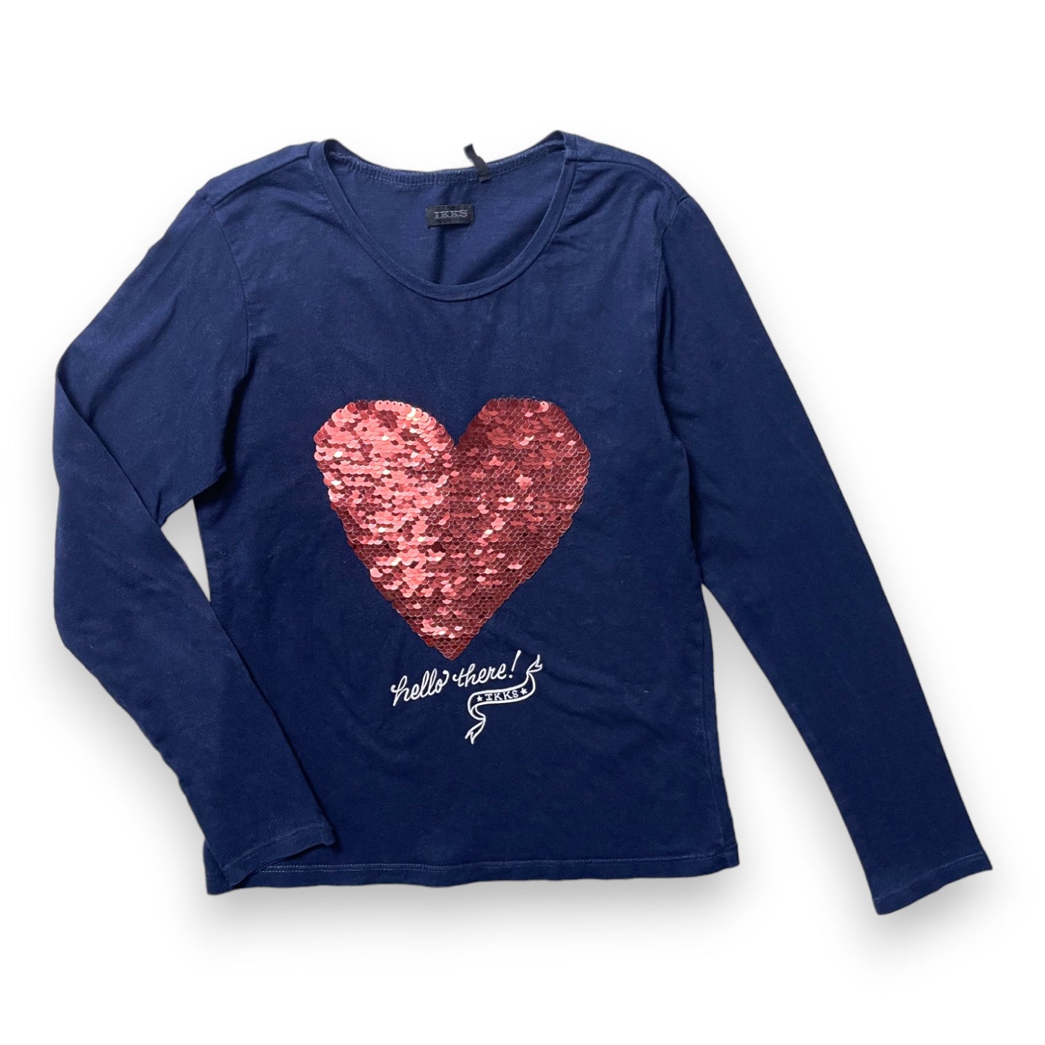 IKKS - T-shirt manches longues bleu marine coeur en sequins réversibles - 10 ans