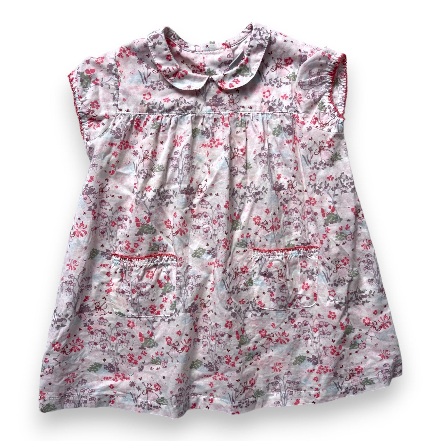 PETIT BATEAU - Robe rose légère à motifs - 12 mois