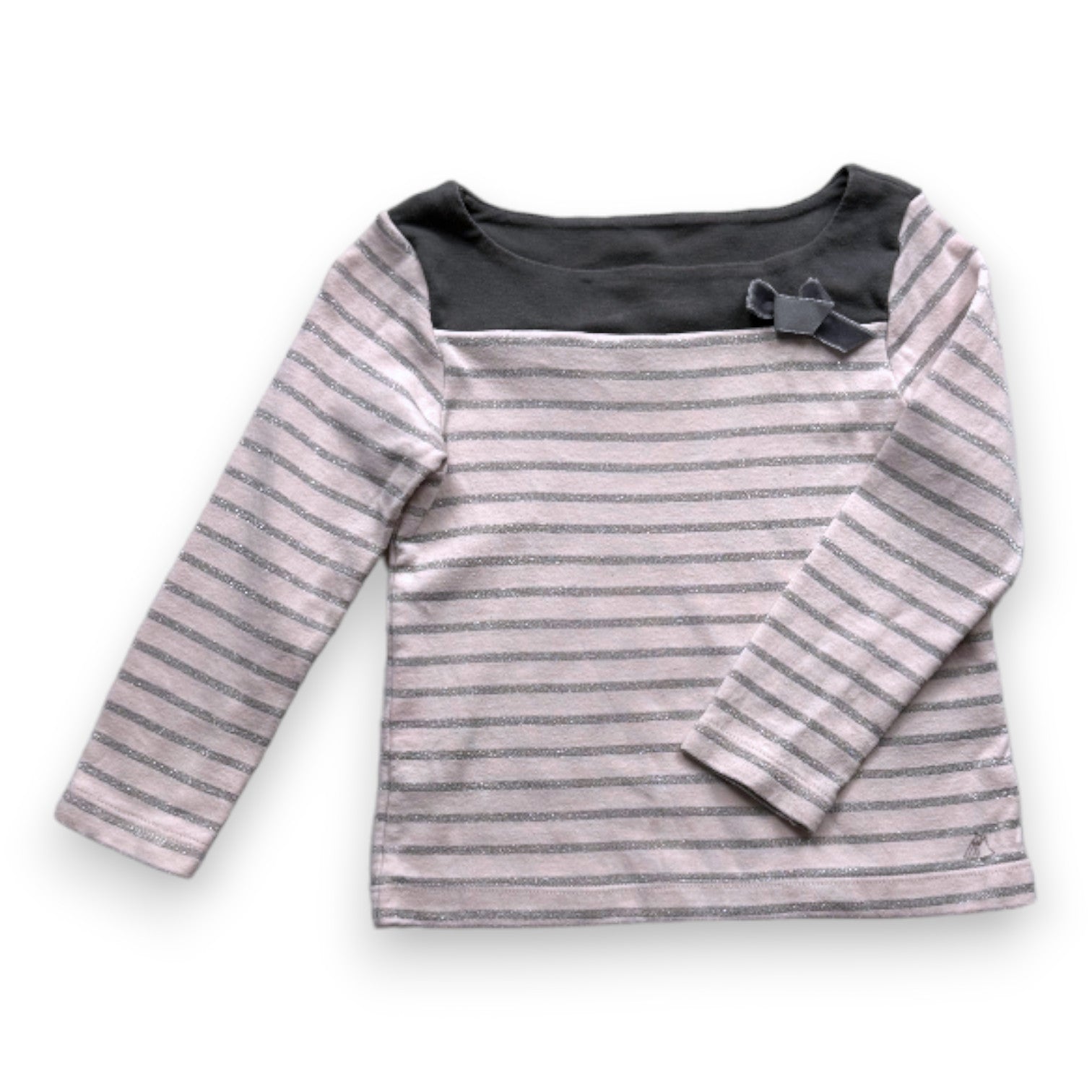 PETIT BATEAU - Pink striped long-sleeved T-shirt - 4 years