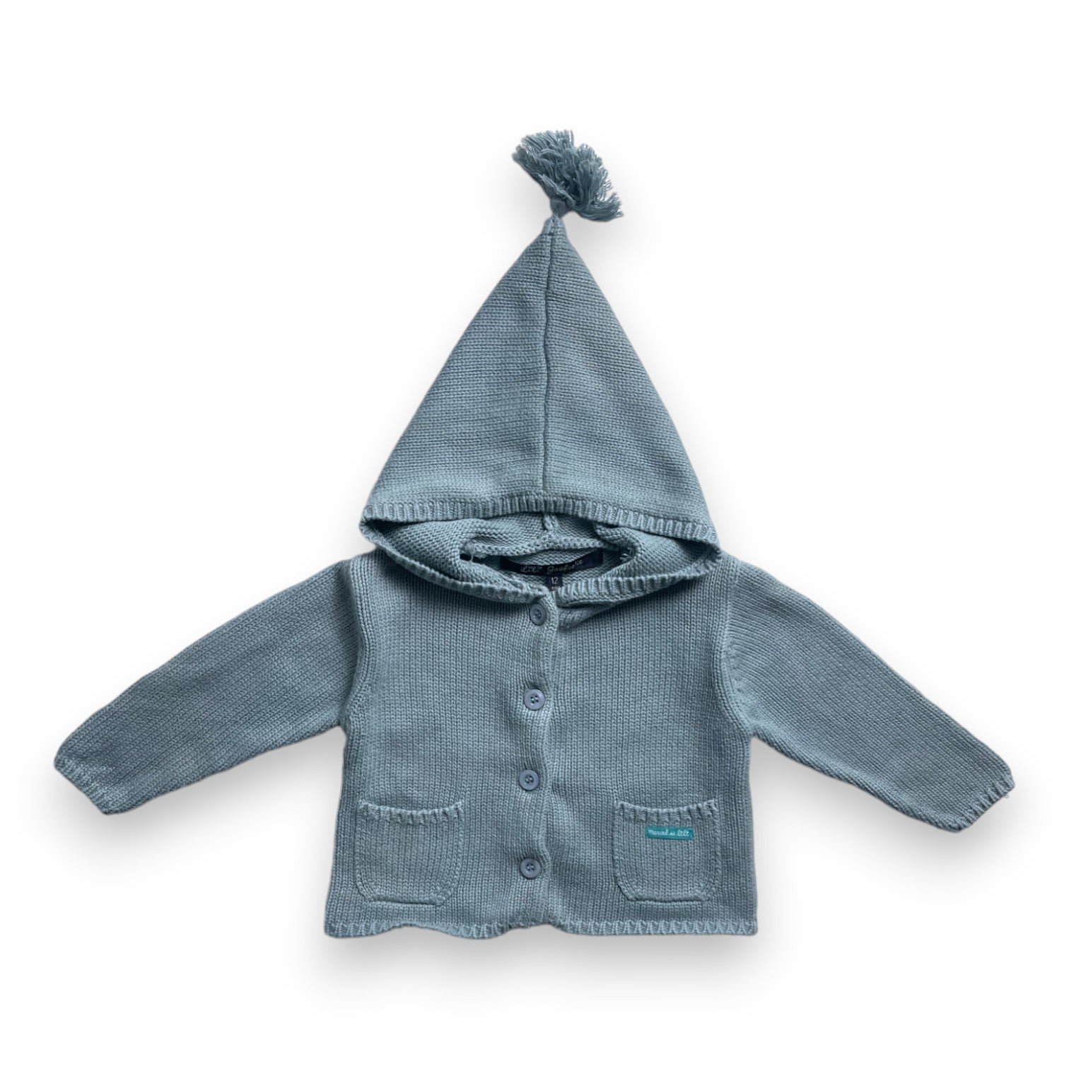 LILI GAUFRETTE - Türkisfarbener Burnou mit Knöpfen - 12 Monate