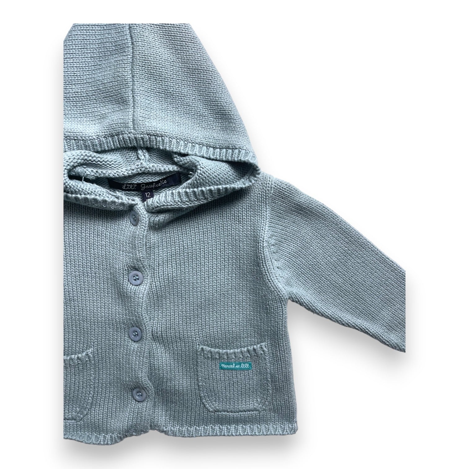 LILI GAUFRETTE - Türkisfarbener Burnou mit Knöpfen - 12 Monate