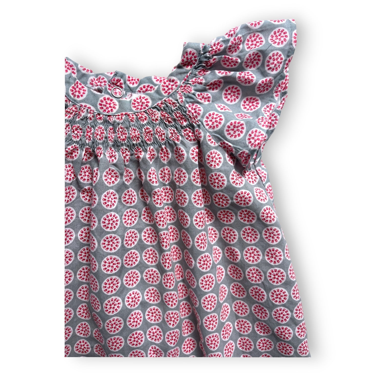 THE CAT'S TAIL - Gray dress with red patterns - 3 months