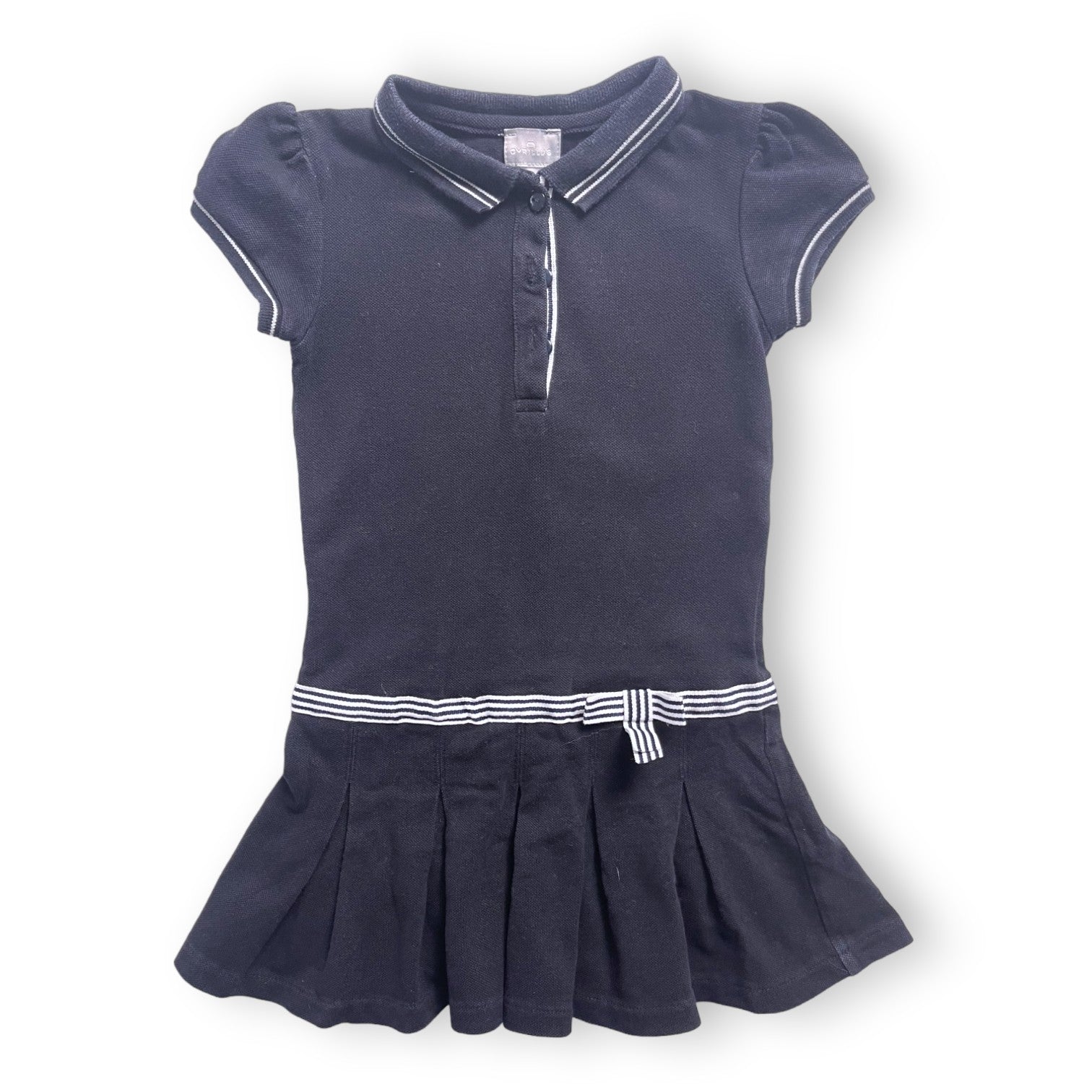 CYRILLUS - Navy blue pleated polo dress - 4 years