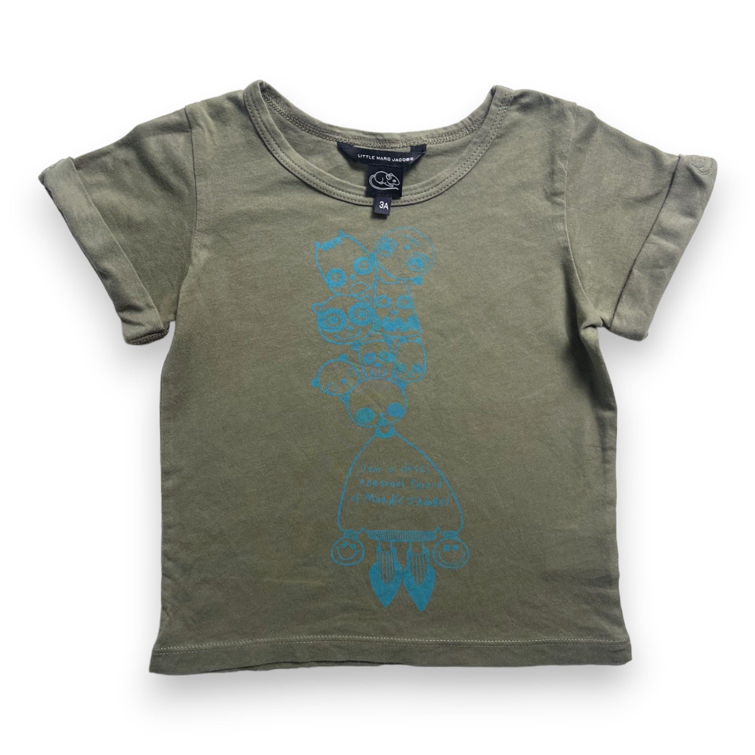 MARC JACOBS - T shirt vert motifs turquoises - 3 ans