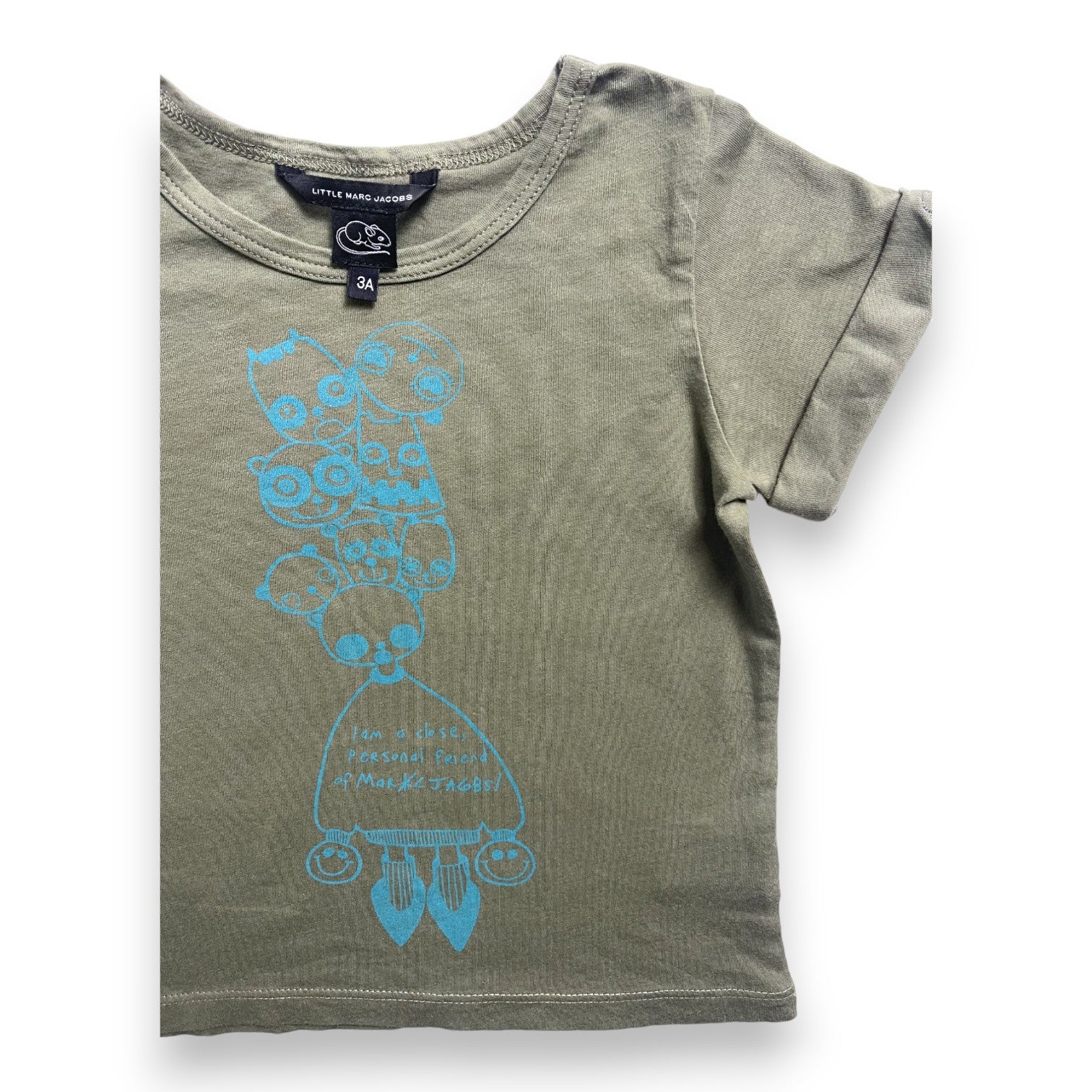 MARC JACOBS - T shirt vert motifs turquoises - 3 ans