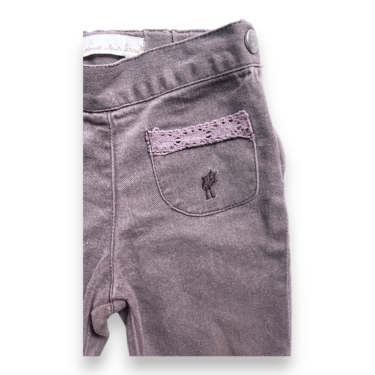 WELCOME TO EARTH - Gray pants with pink lace - 12 months