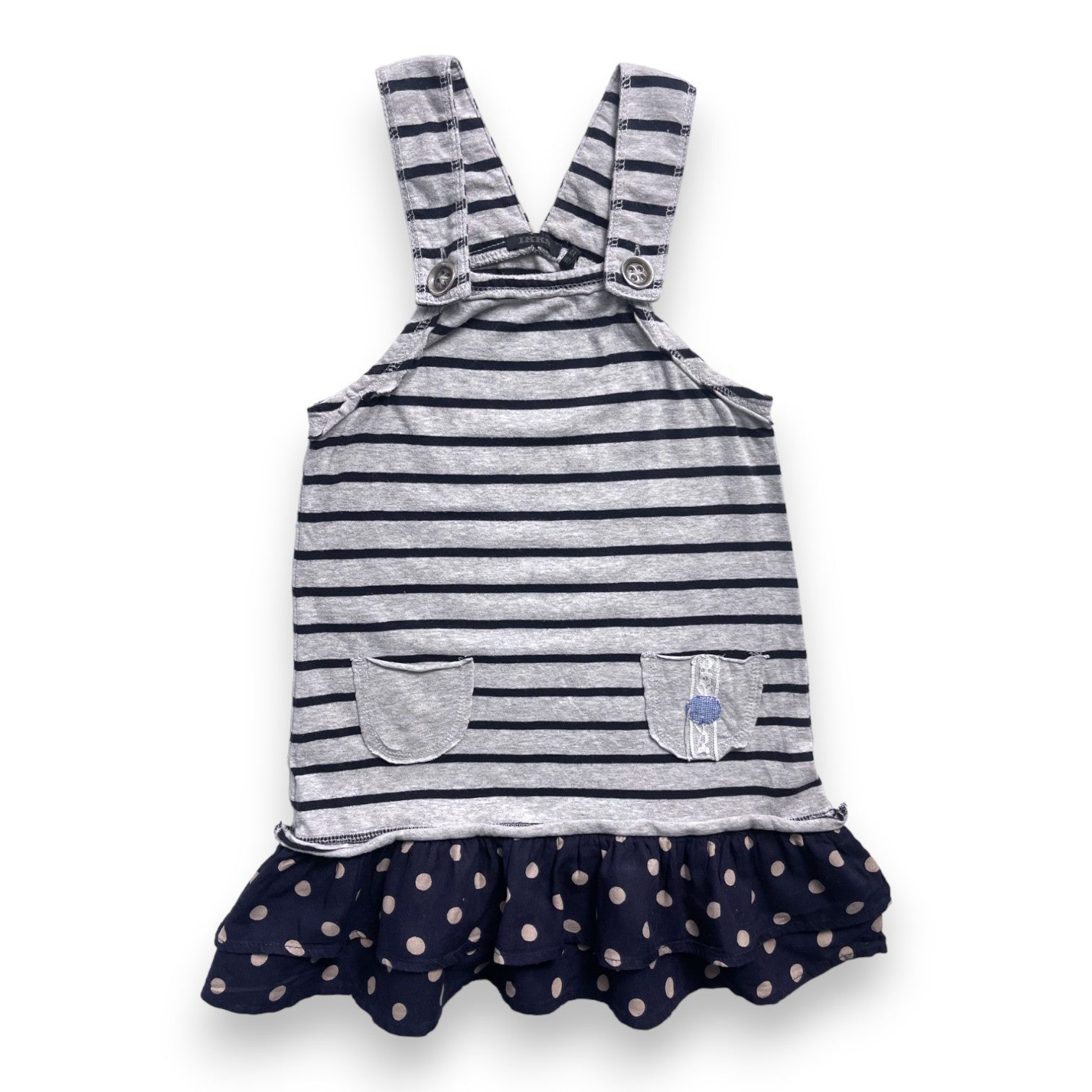 IKKS - Grey dress with navy blue stripes - 4 years
